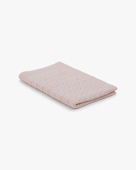 Cable Knit Baby Blanket - Pink Cashmere