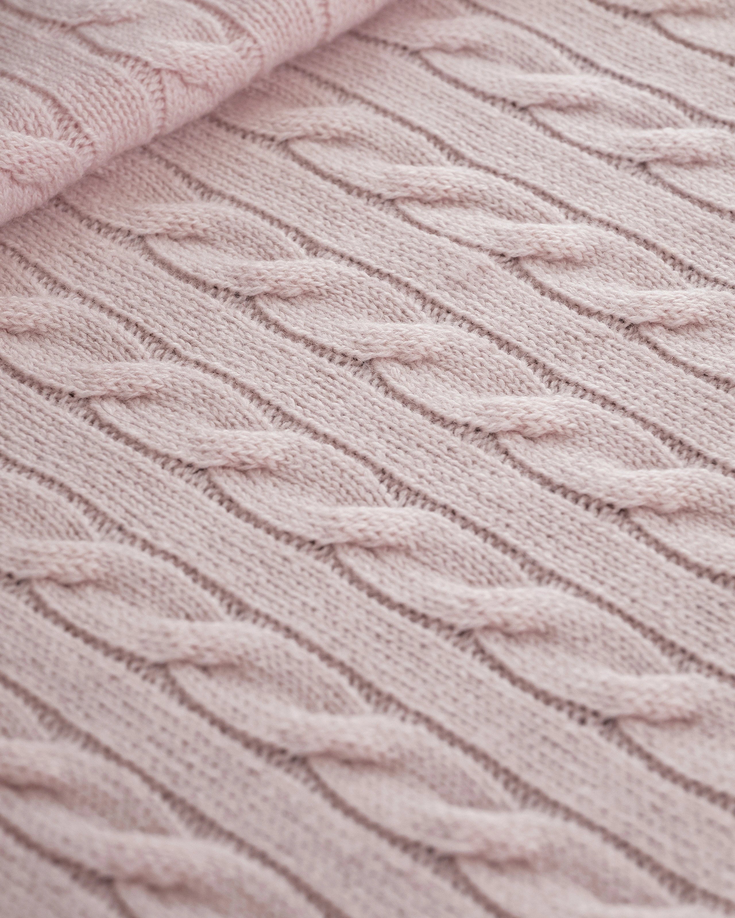 Cable Knit Baby Blanket - Pink Cashmere