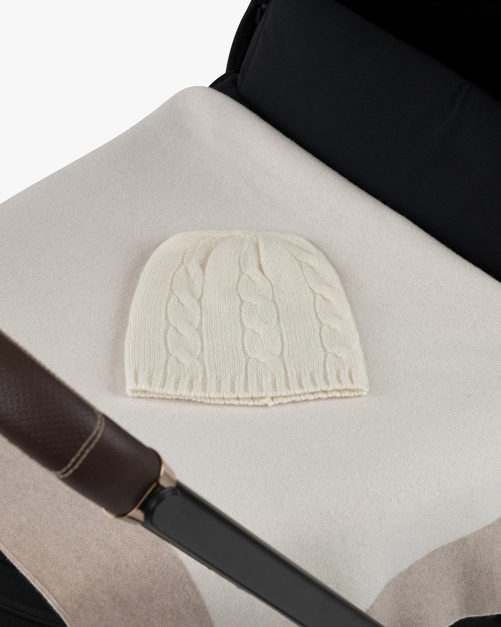 Cable Knit Baby Hat - White Cashmere