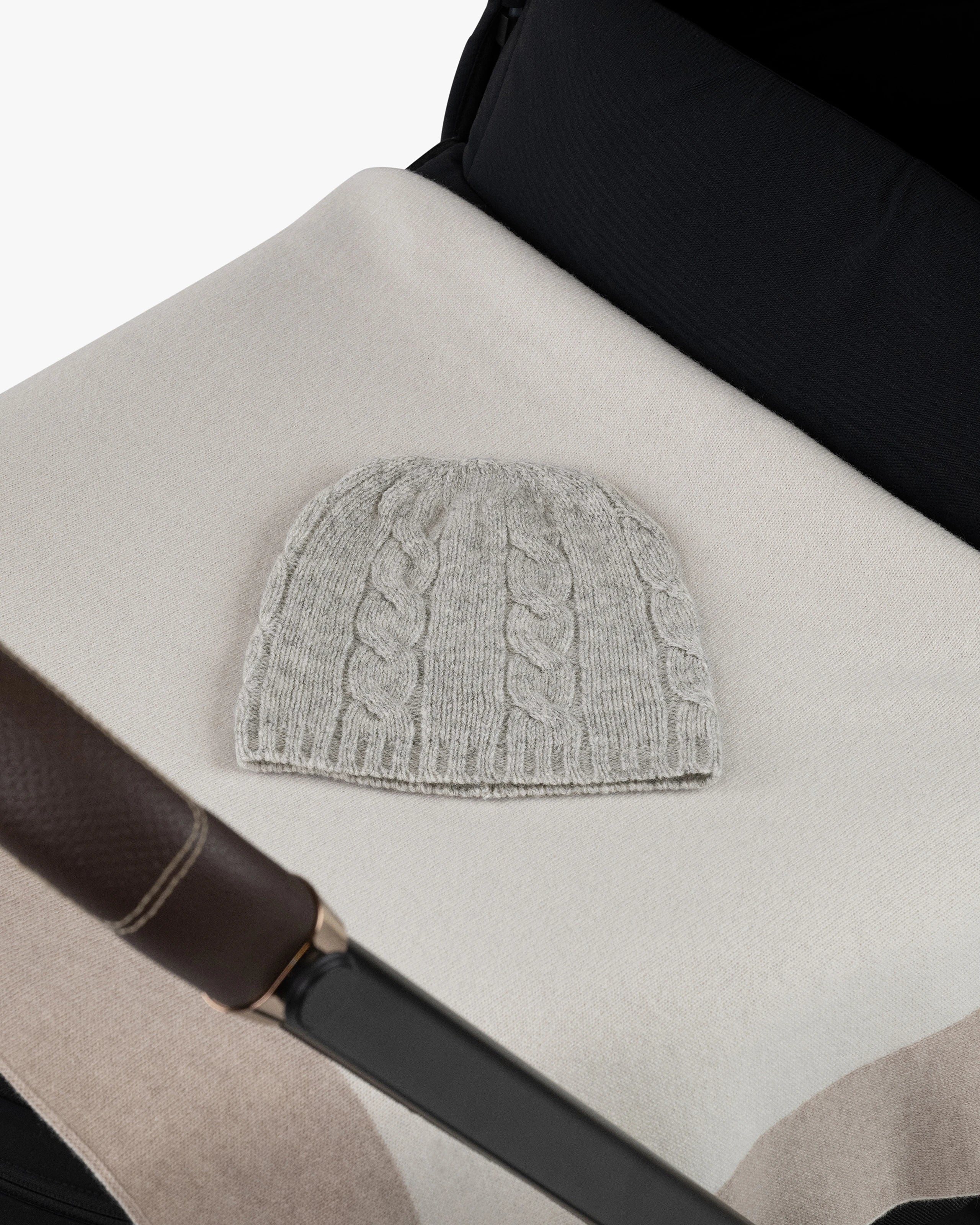 Cable Knit Baby Hat - Light Grey Cashmere