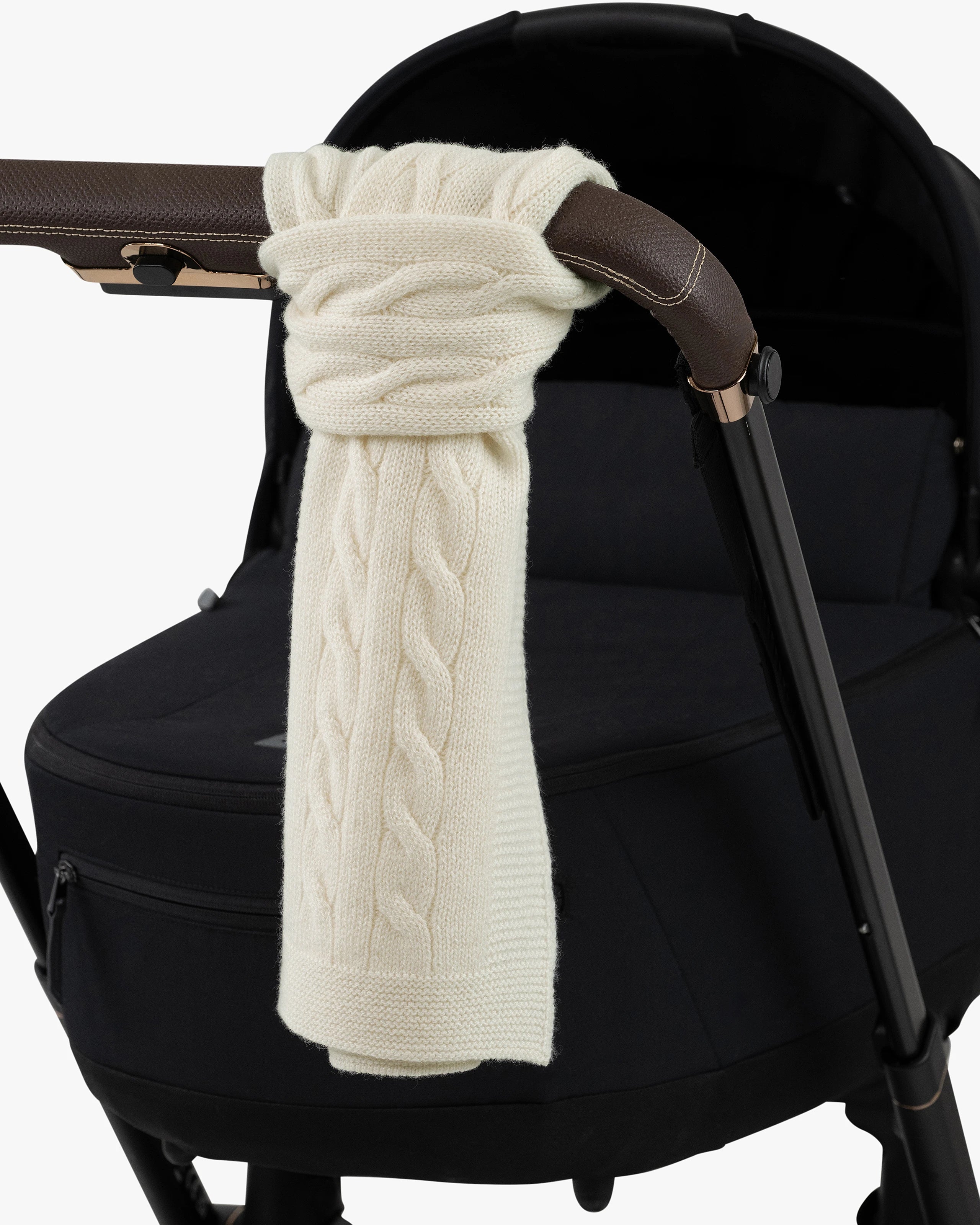 Cable Knit Baby Scarf - White Cashmere