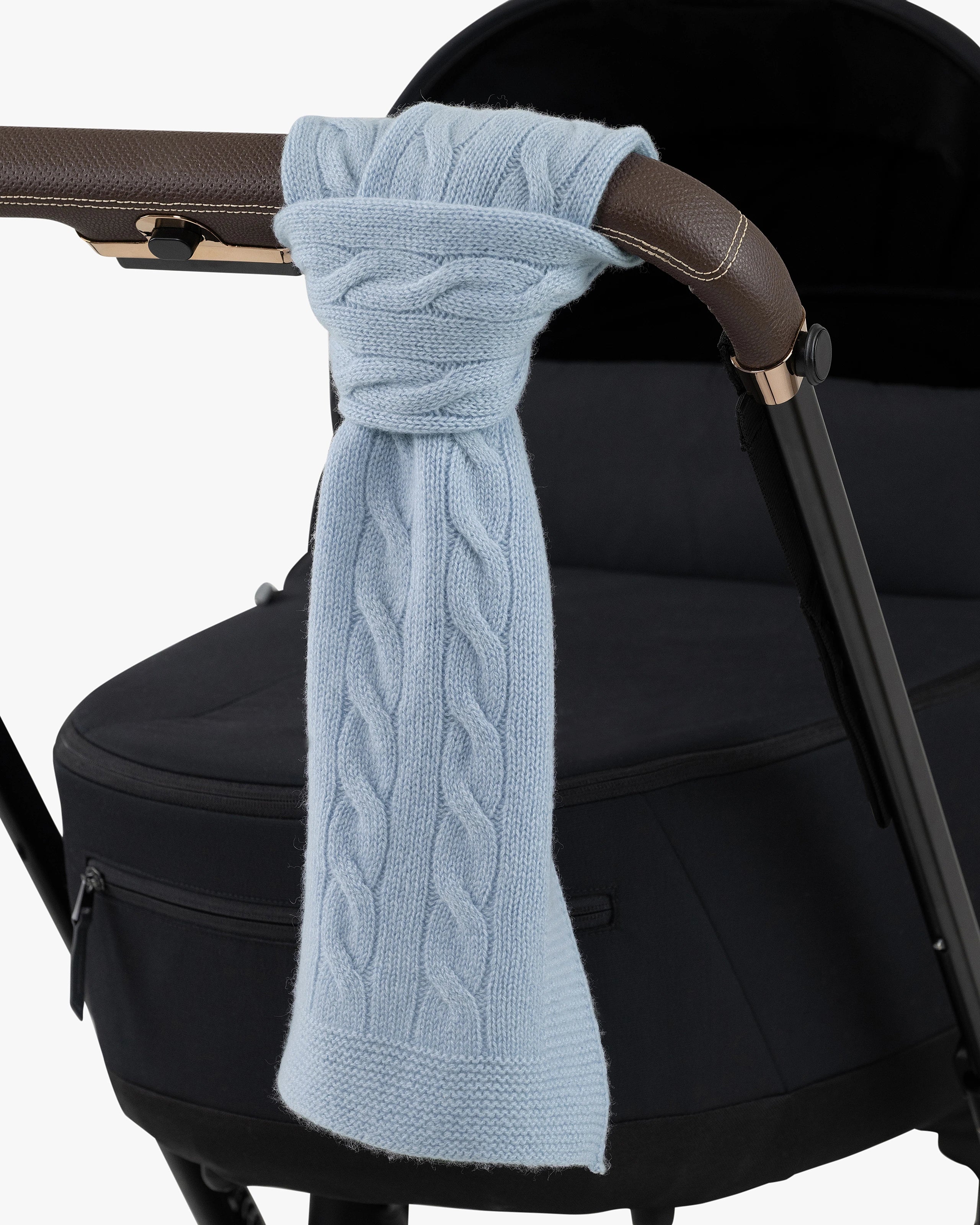 Cable Knit Baby Scarf - Light Blue Cashmere