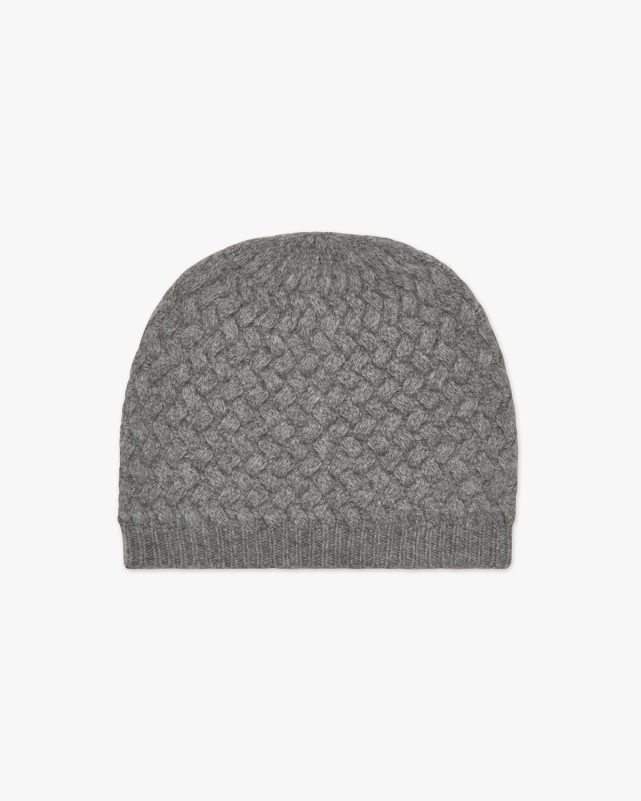 Basket Weave Beanie - Medium Grey Cashmere