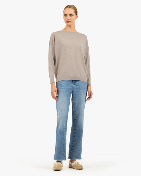 Belvoir Boat Neck Sweater - Beige Cashmere / Seta