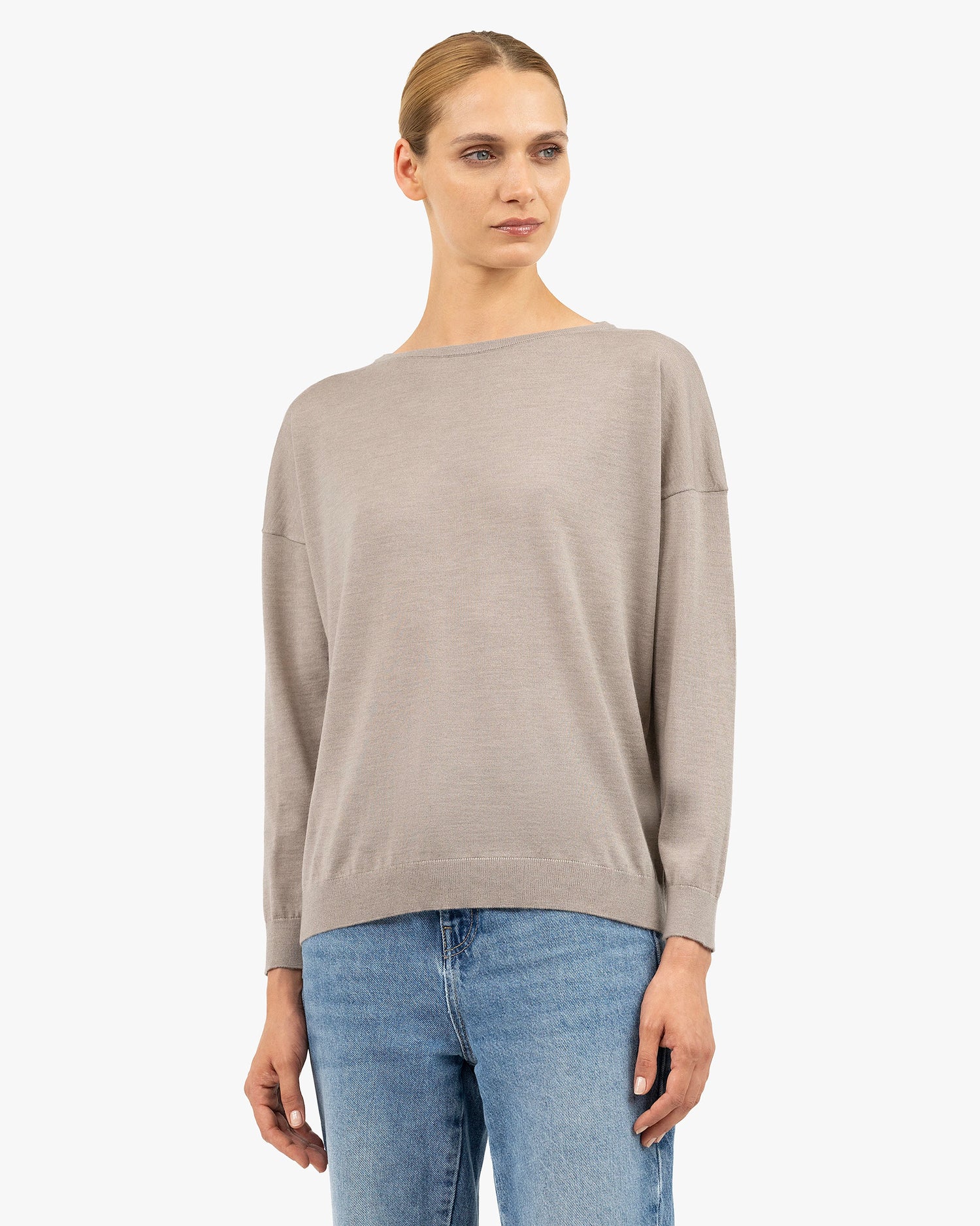 Belvoir Extrafine Boat Neck Jumper Beige MaisonCashmere