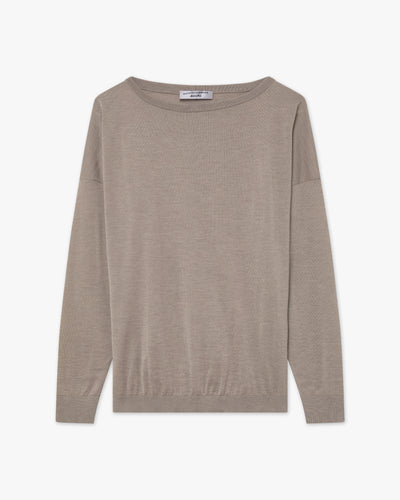 Belvoir Boat Neck Sweater - Beige Cashmere / Seta