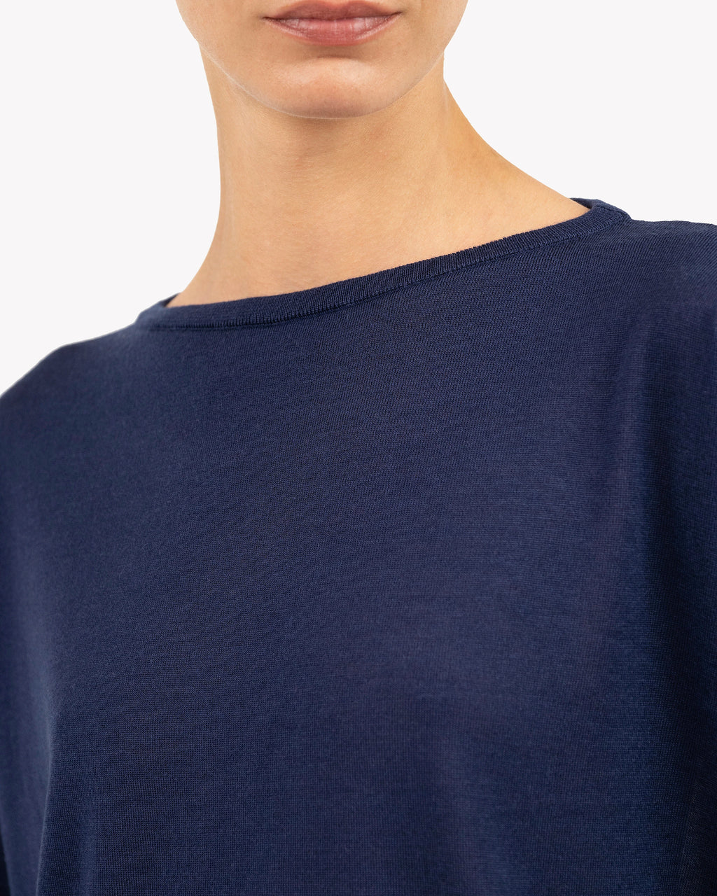 Belvoir Boat Neck Sweater - Blue Cashmere / Seta