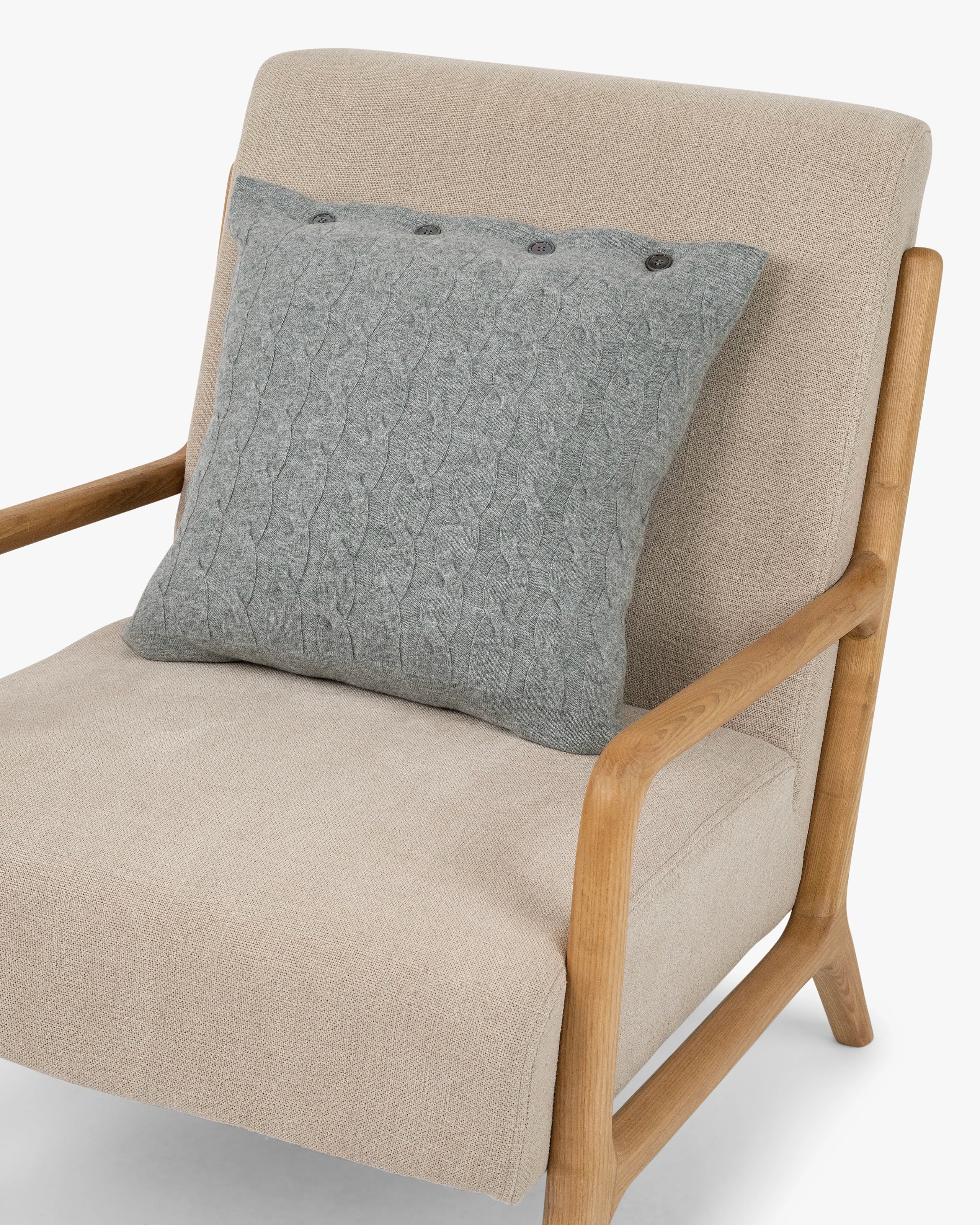 Cable Knit Pillow - Medium Grey Cashmere