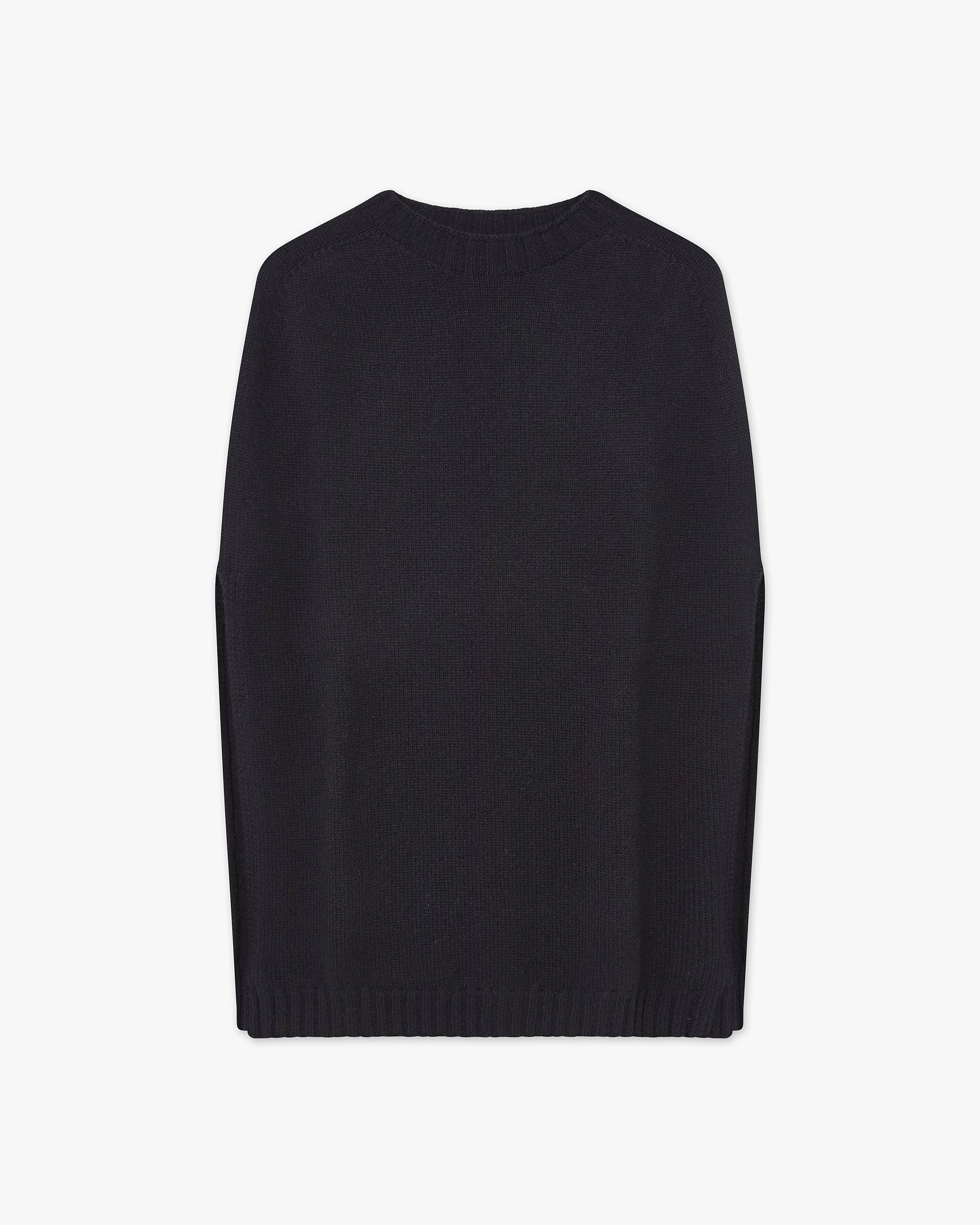 Crew Neck Cape - Black Cashmere