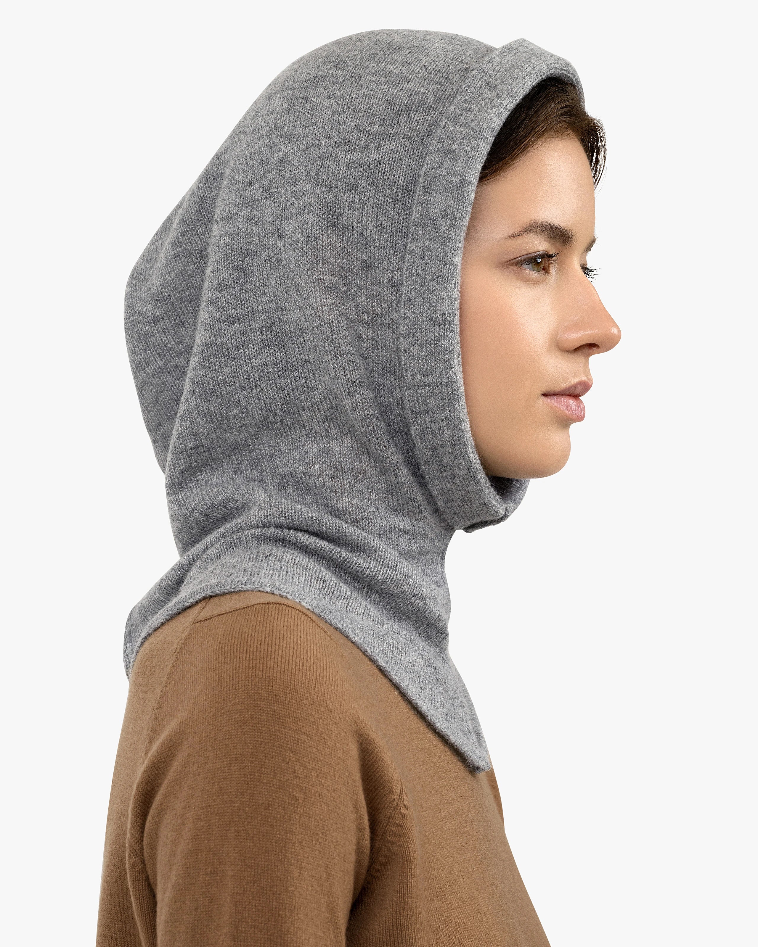 Cashmere Hoodie Hat - Medium Grey | MaisonCashmere