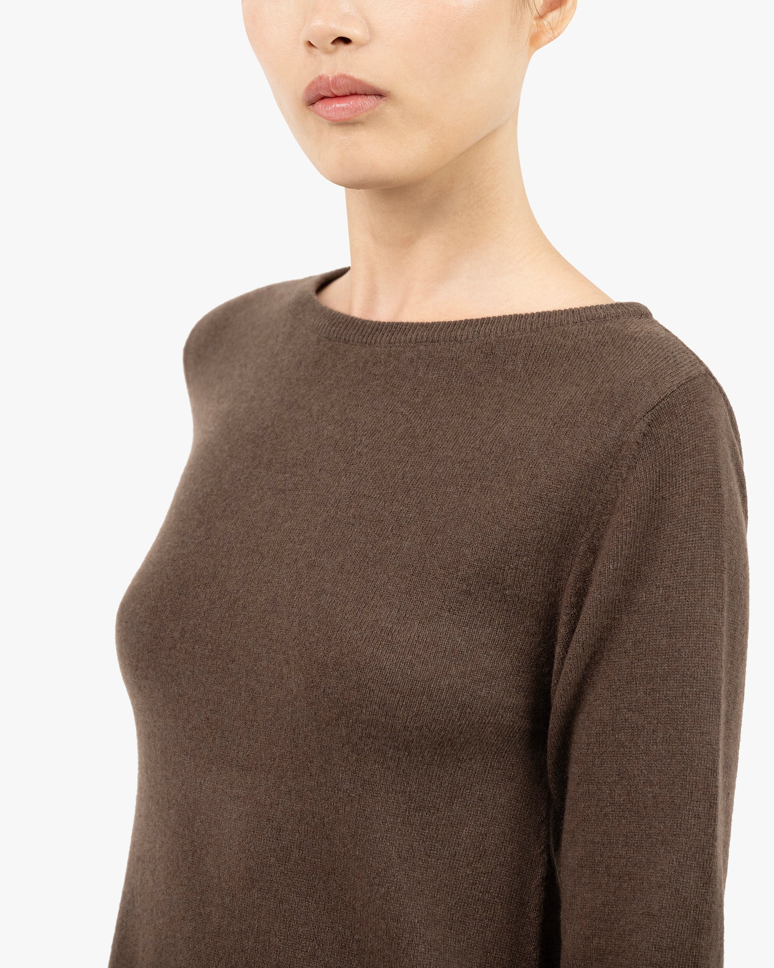 Florenz Boat Neck Dress - Brown Cashmere