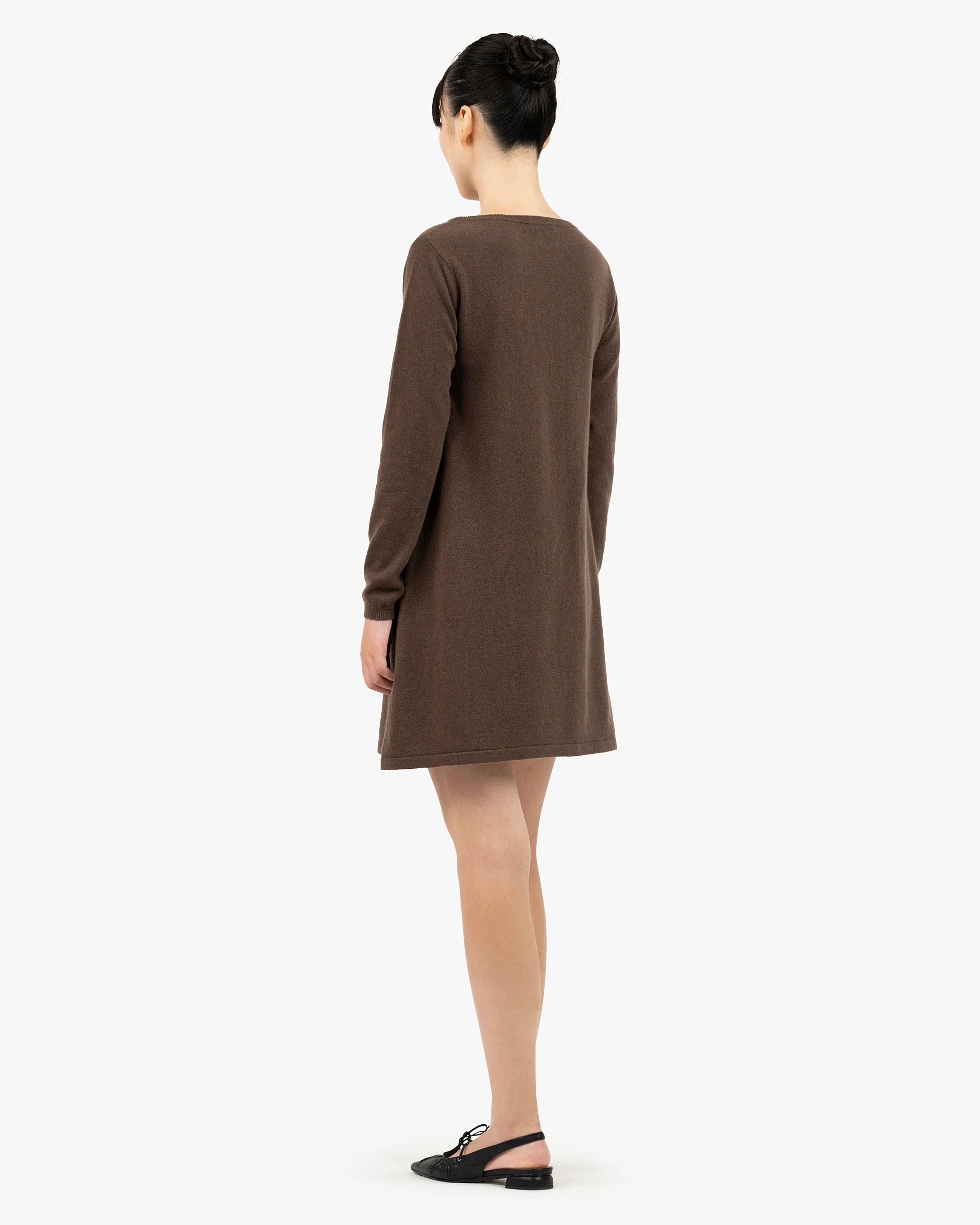 Florenz Boat Neck Dress - Brown Cashmere