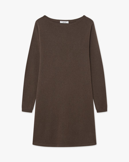 Florenz Cashmere Boat Neck Dress - Brown | MaisonCashmere Florenz Cashmere Boat Neck Dress - Brown | MaisonCashmere