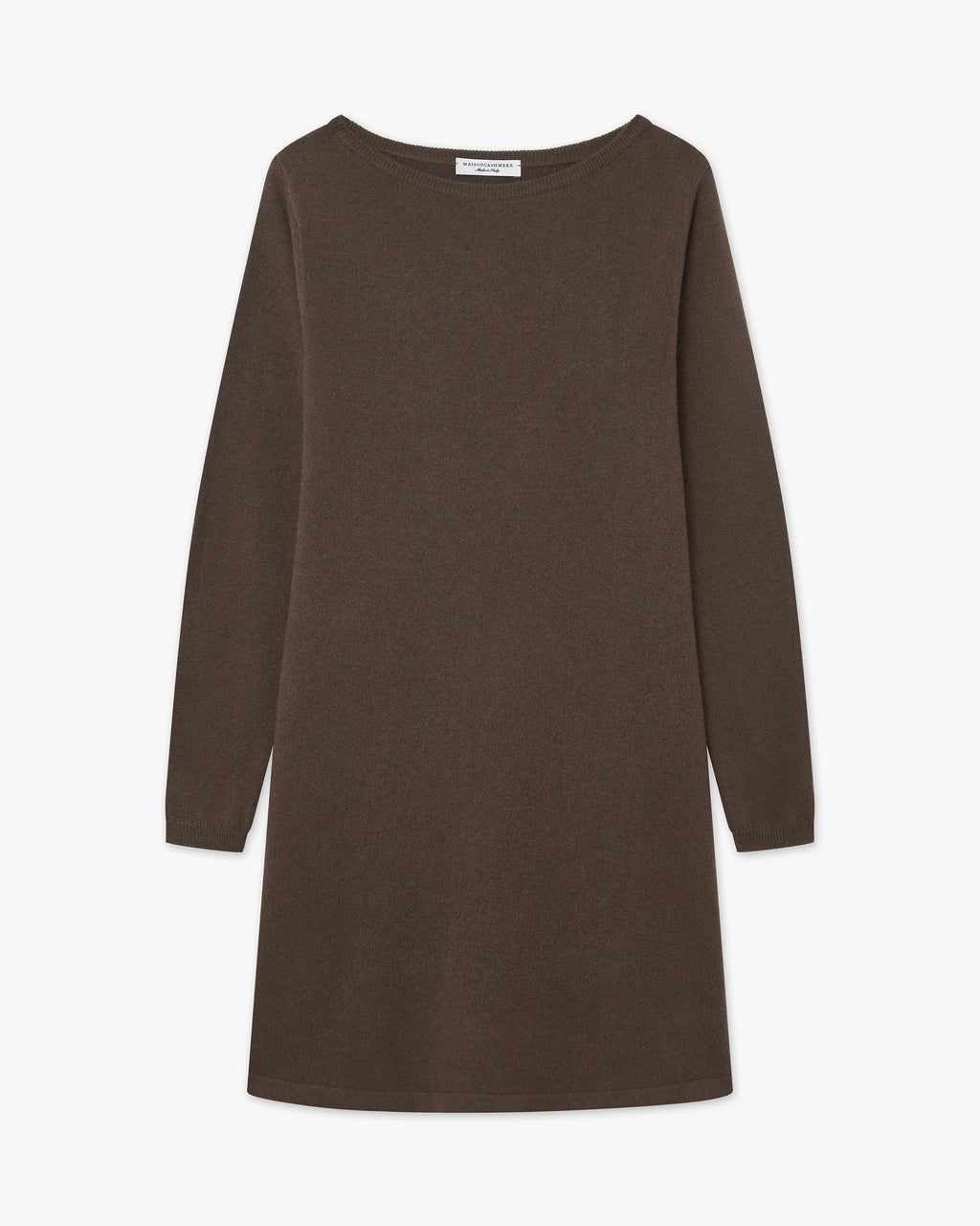 Florenz Boat Neck Dress - Brown Cashmere
