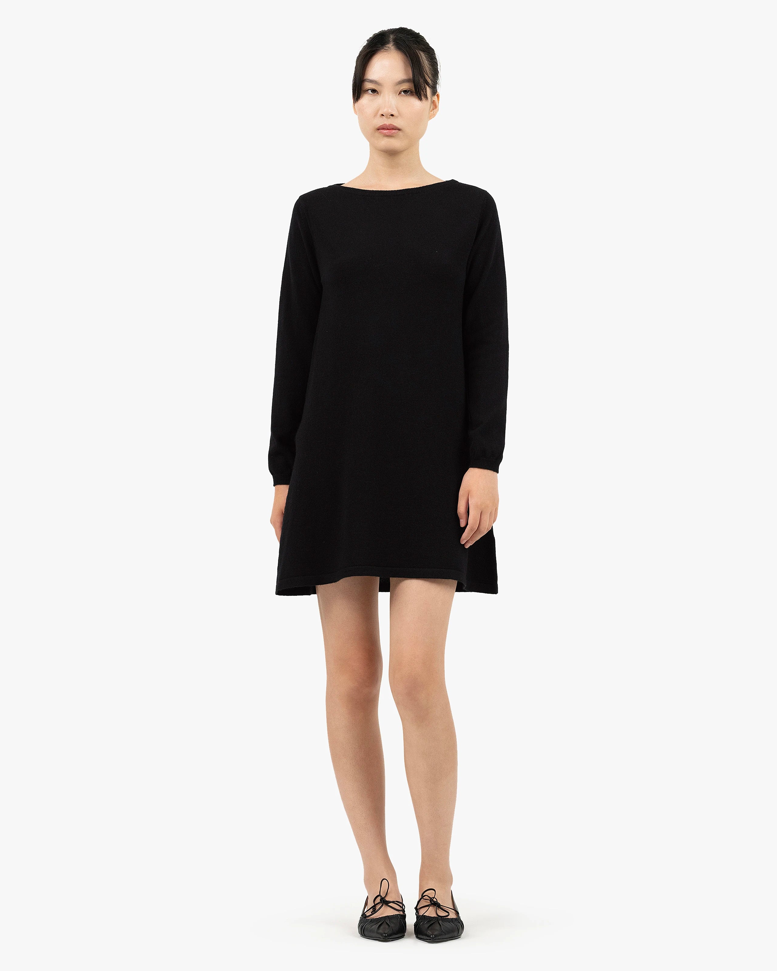 Florenz Boat Neck Dress - Black Cashmere