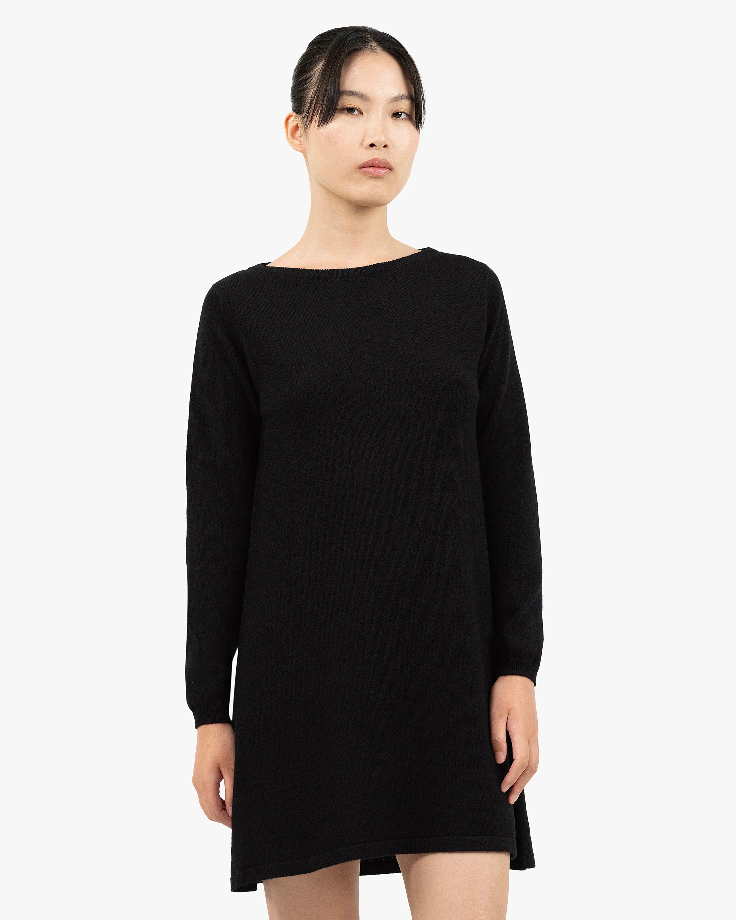 Florenz Boat Neck Dress - Black Cashmere