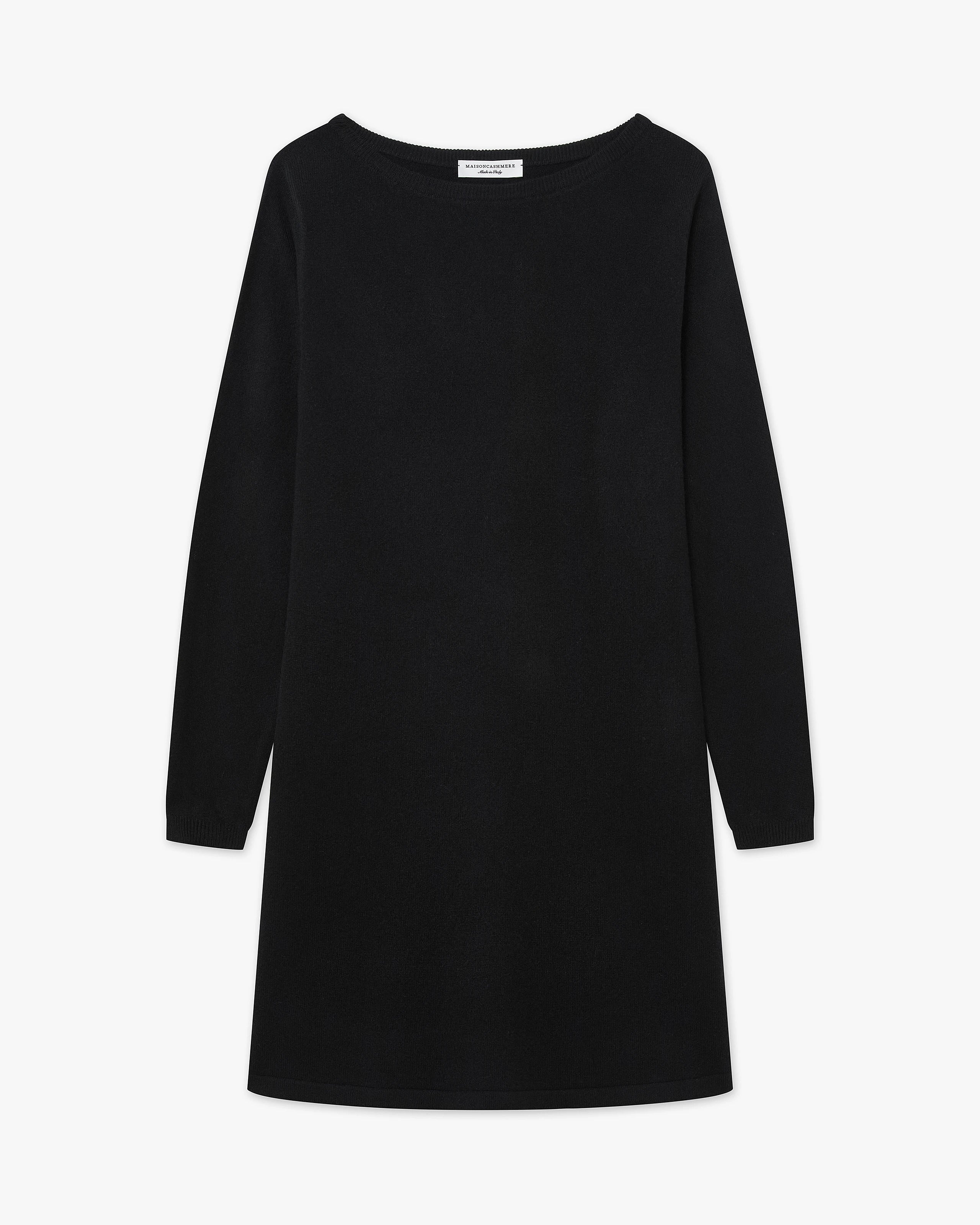 Florenz Boat Neck Dress - Black Cashmere