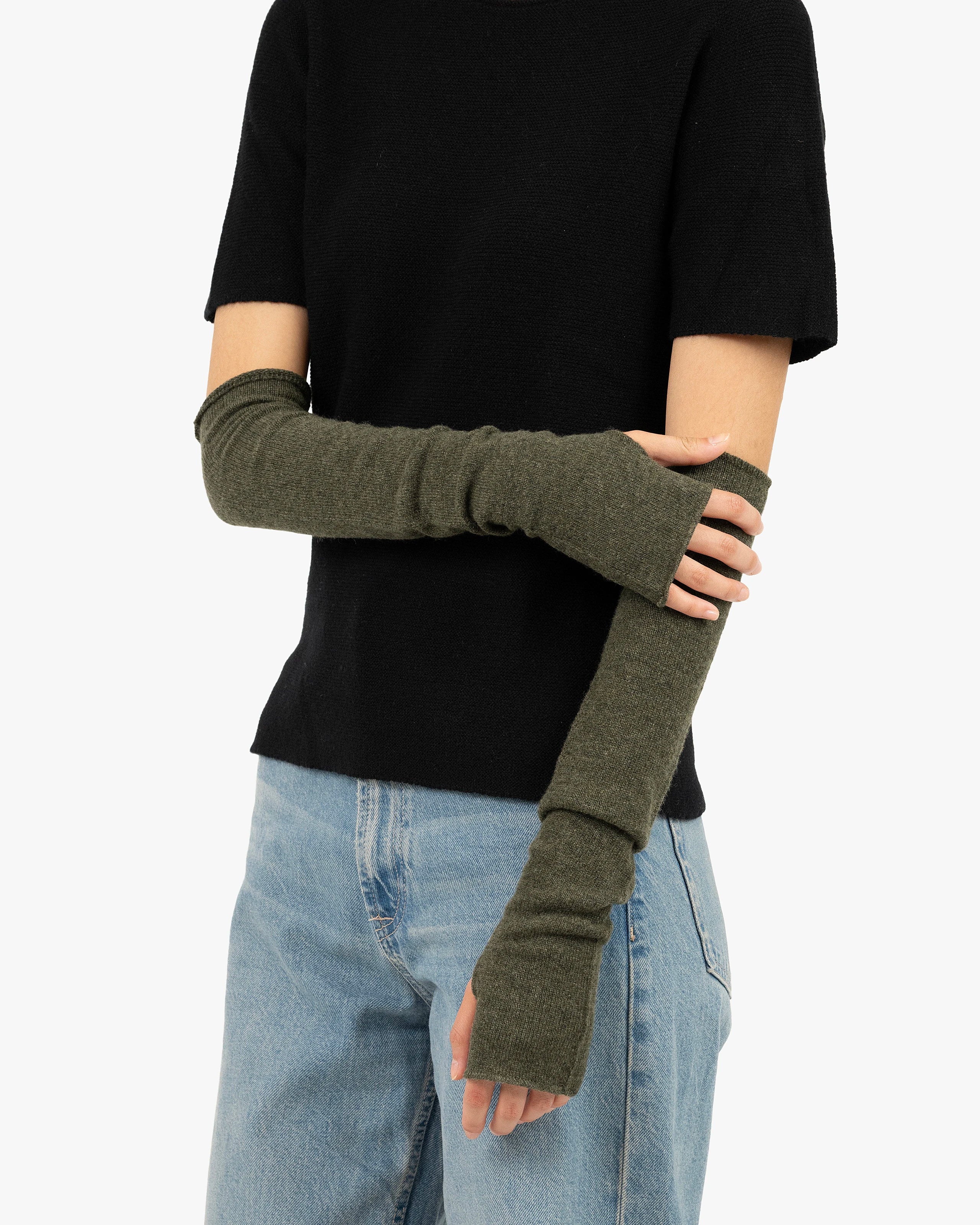 Fingerless Gloves - Green Cashmere