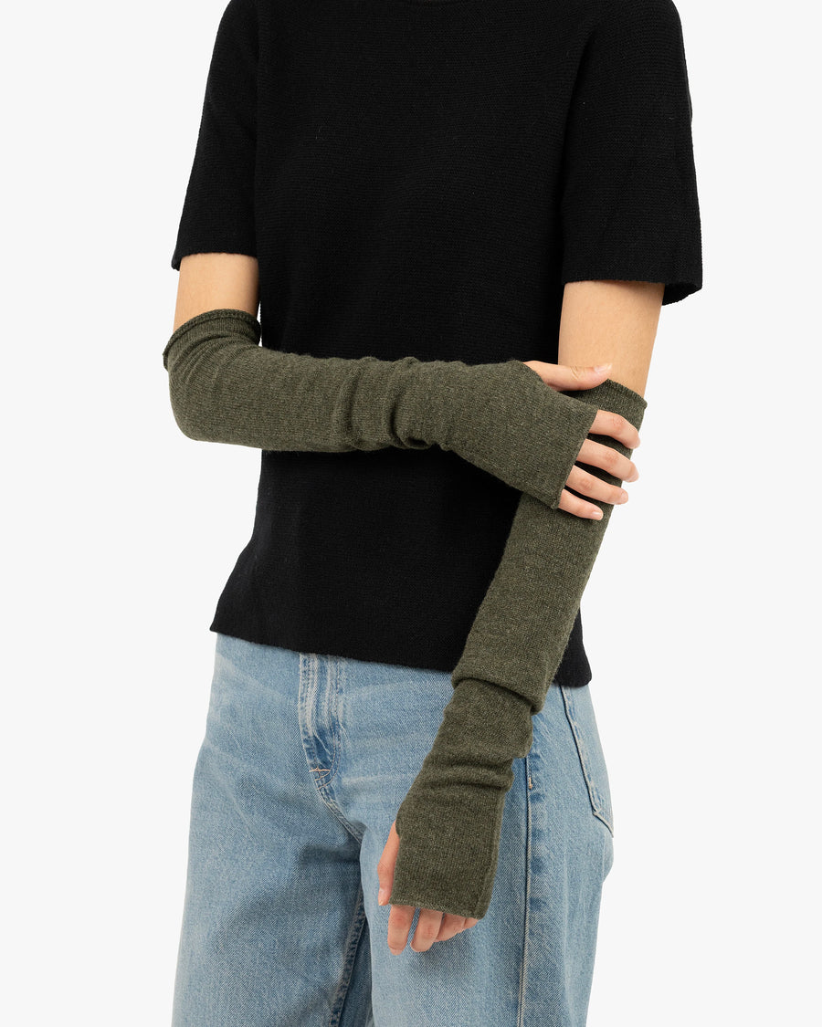 Fingerless Gloves - Green Cashmere