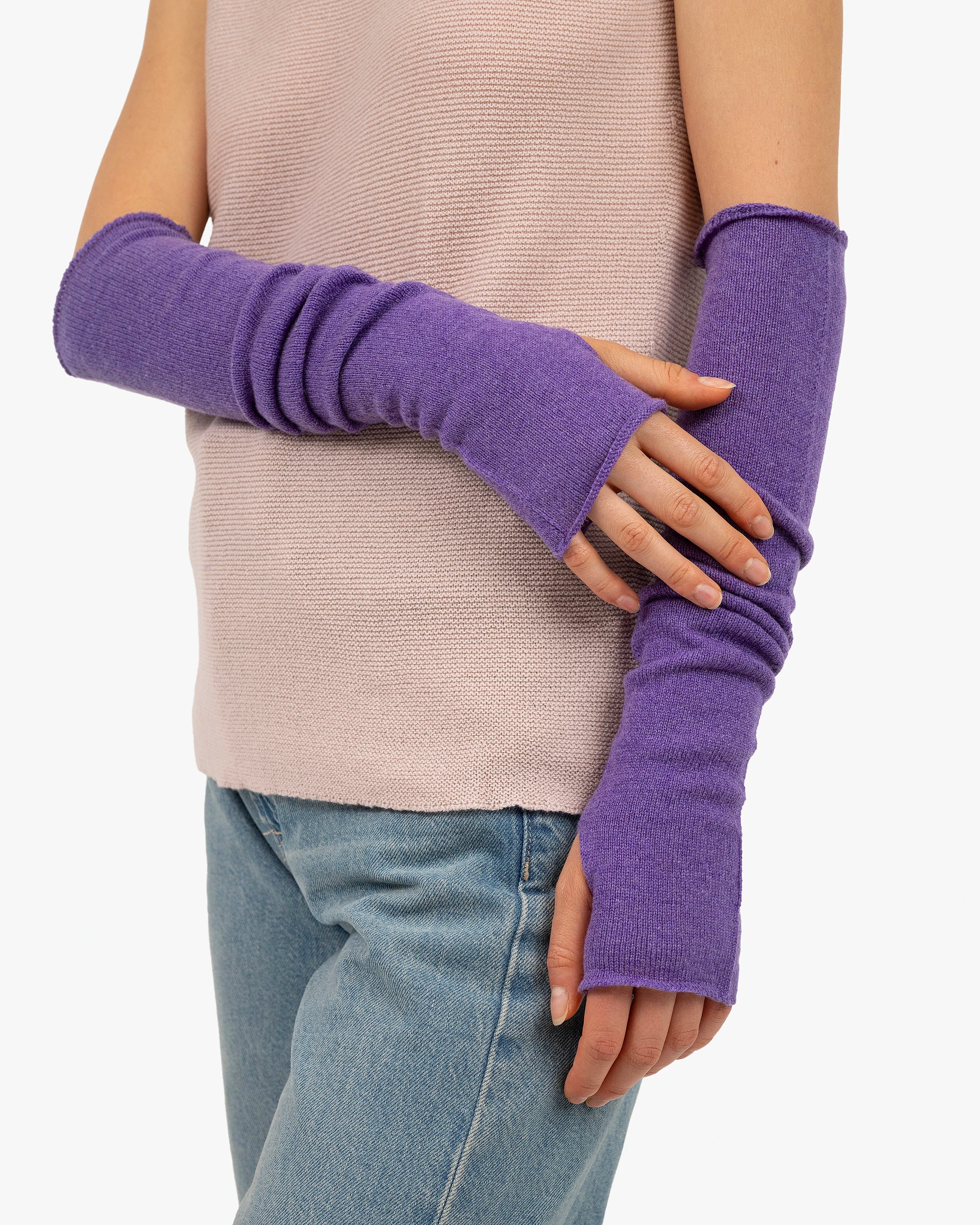 Fingerless Gloves - Purple Cashmere