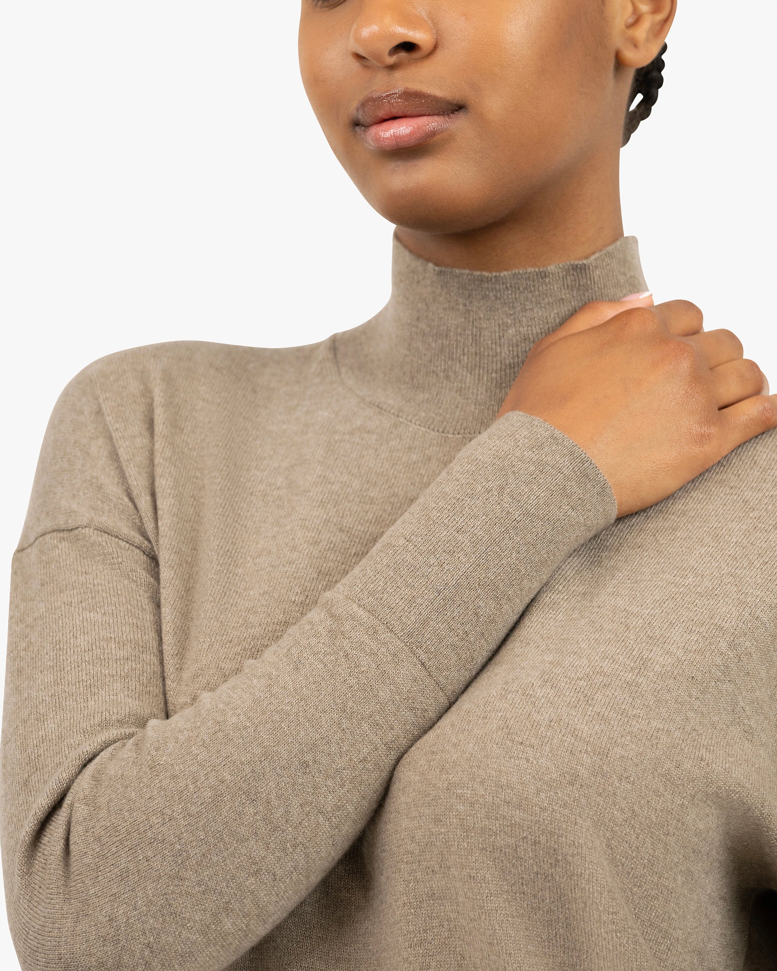 Liv Mock Neck Dress - Taupe Cashmere