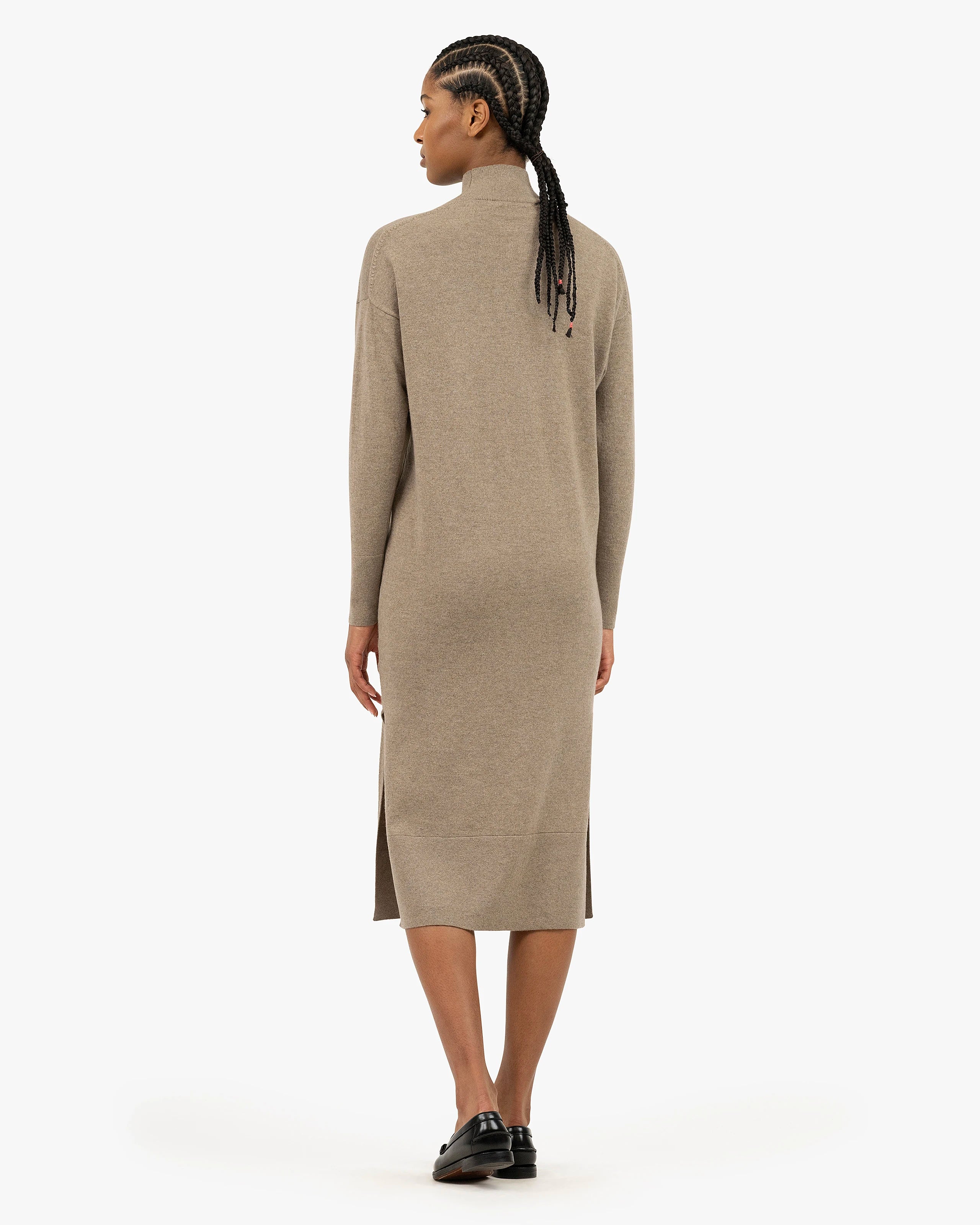 Liv Mock Neck Dress - Taupe Cashmere