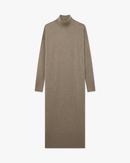 Liv Mock Neck Dress - Taupe Cashmere