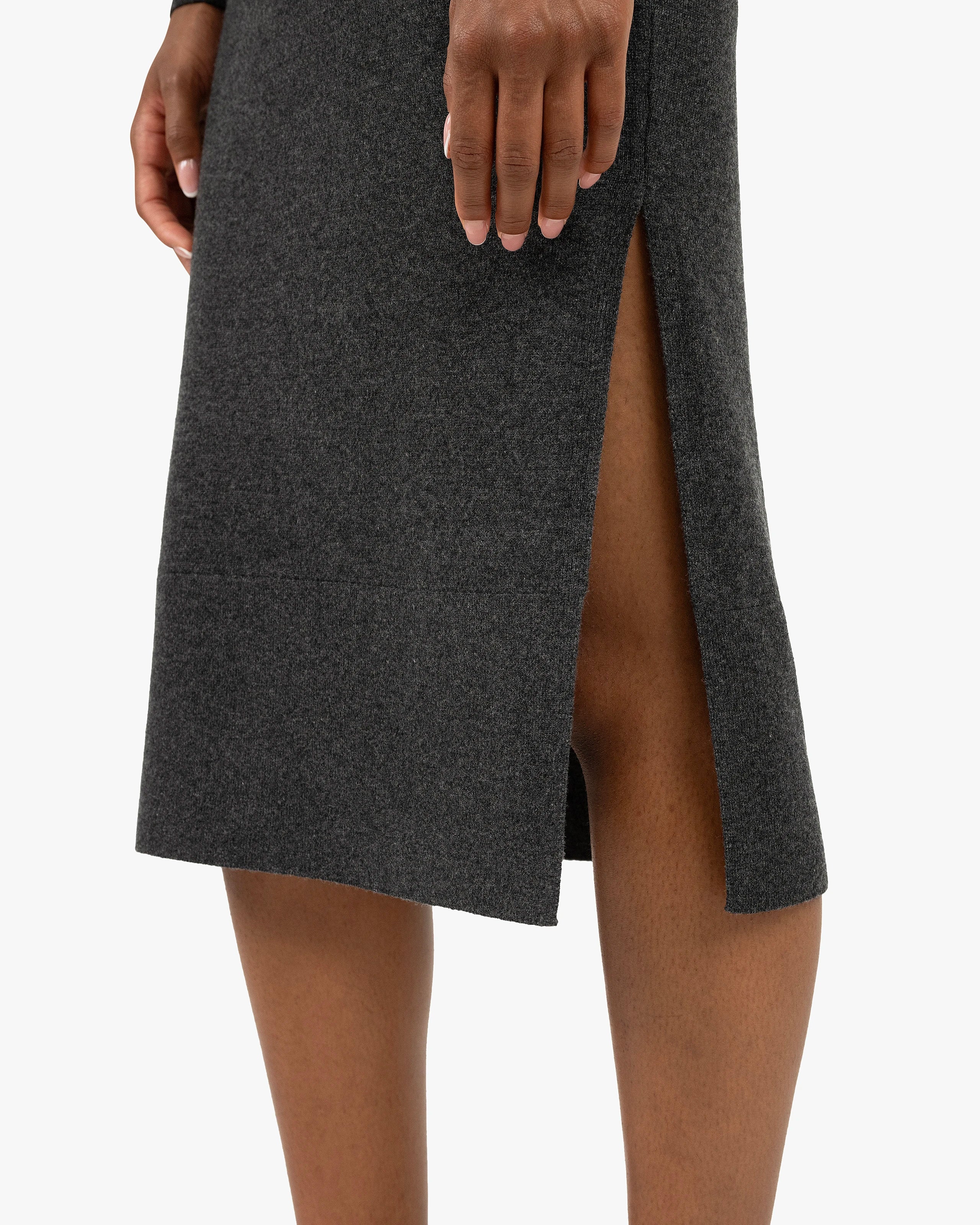 Liv Mock Neck Dress - Charcoal Cashmere