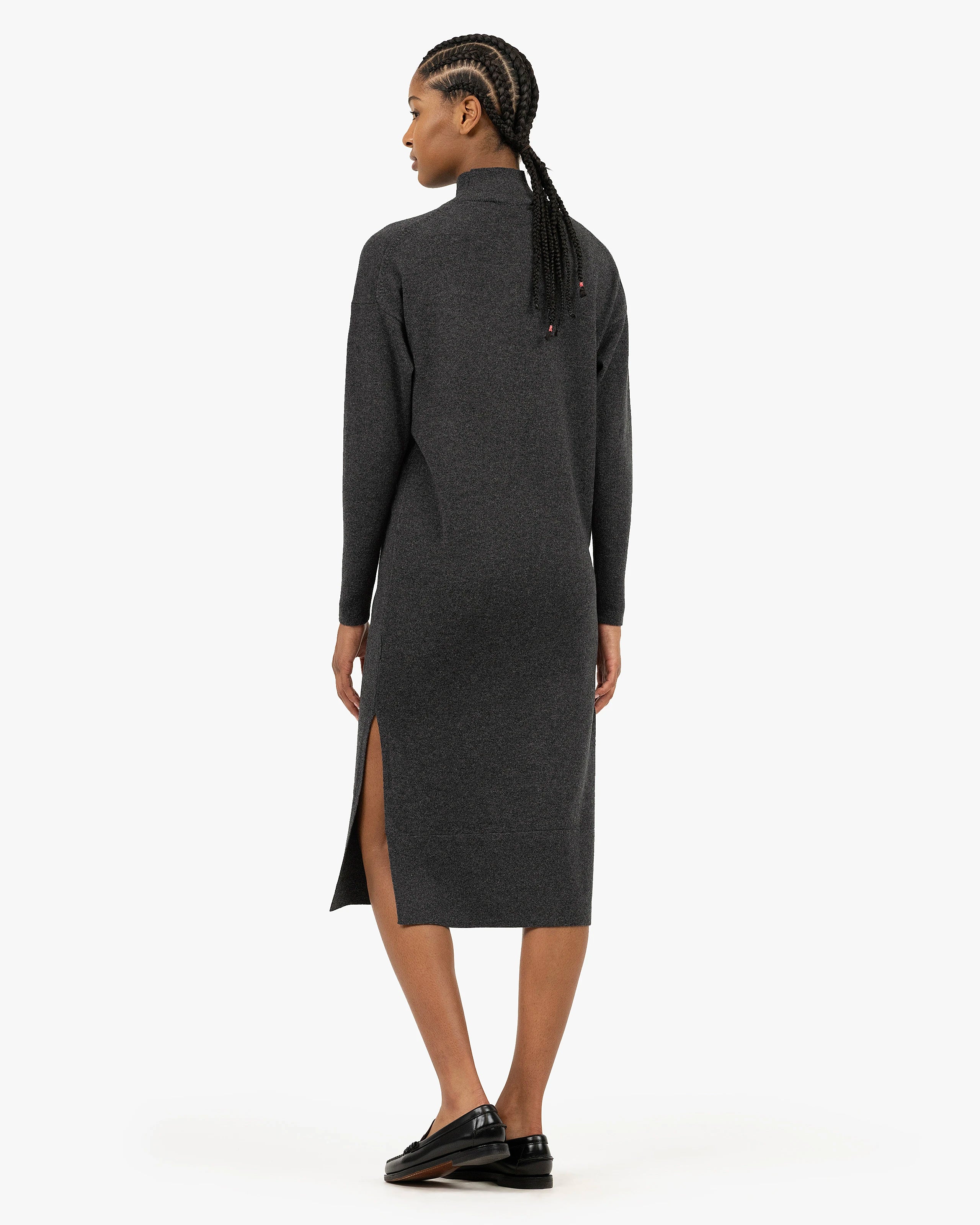 Liv Mock Neck Dress - Charcoal Cashmere