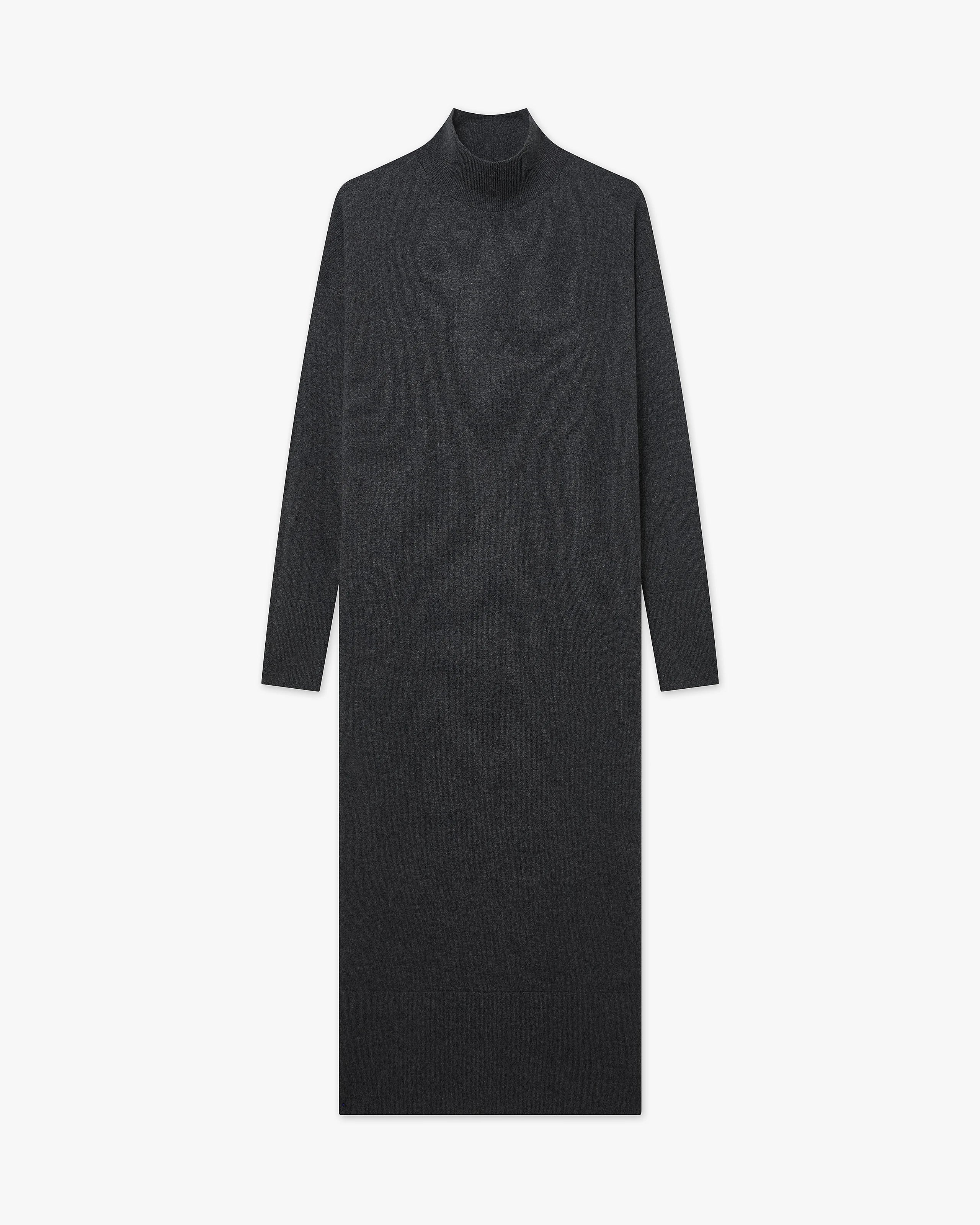 Liv Mock Neck Dress - Charcoal Cashmere