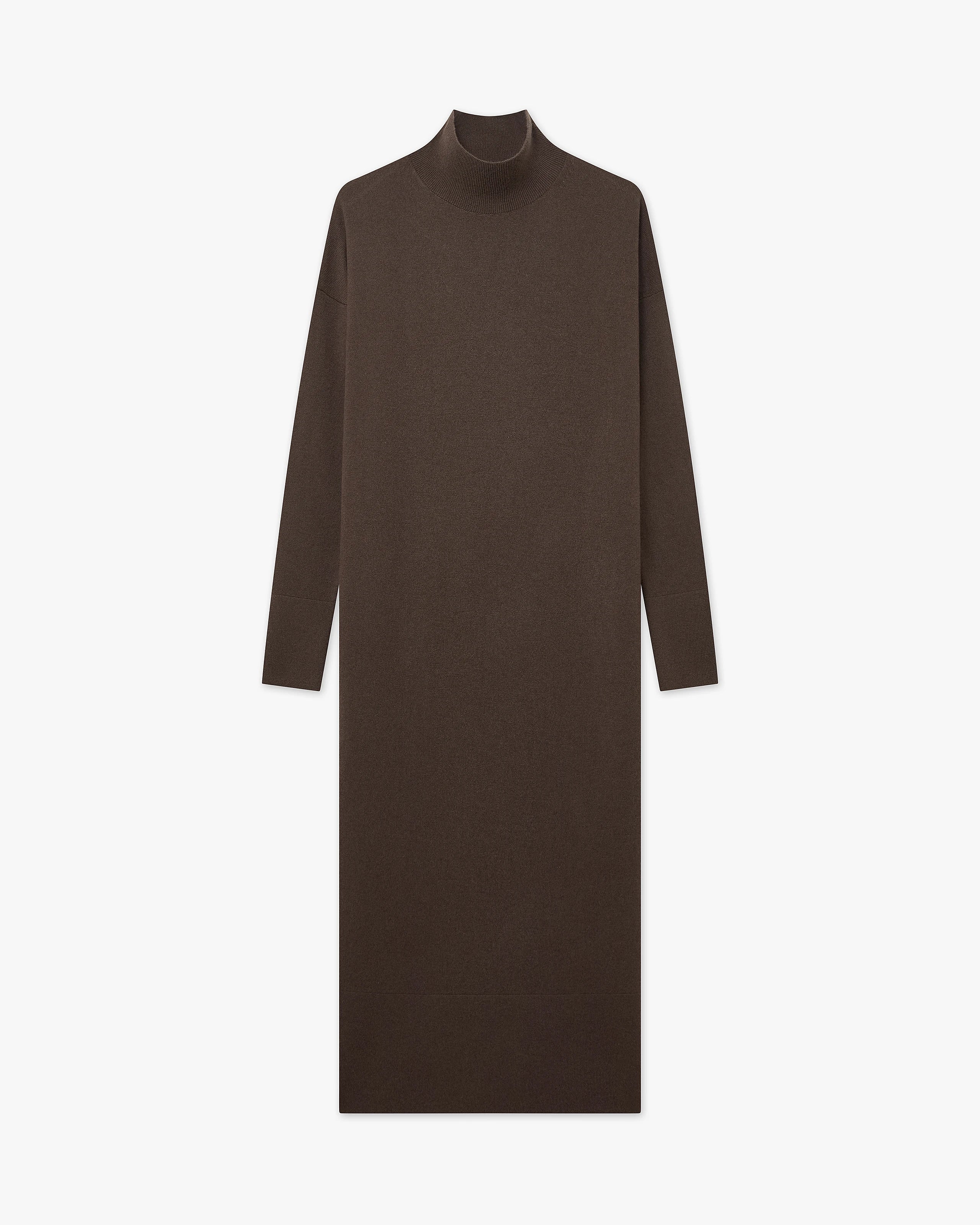 Liv Mock Neck Dress - Brown Cashmere
