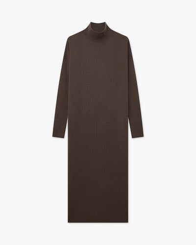 Liv Mock Neck Dress - Brown Cashmere