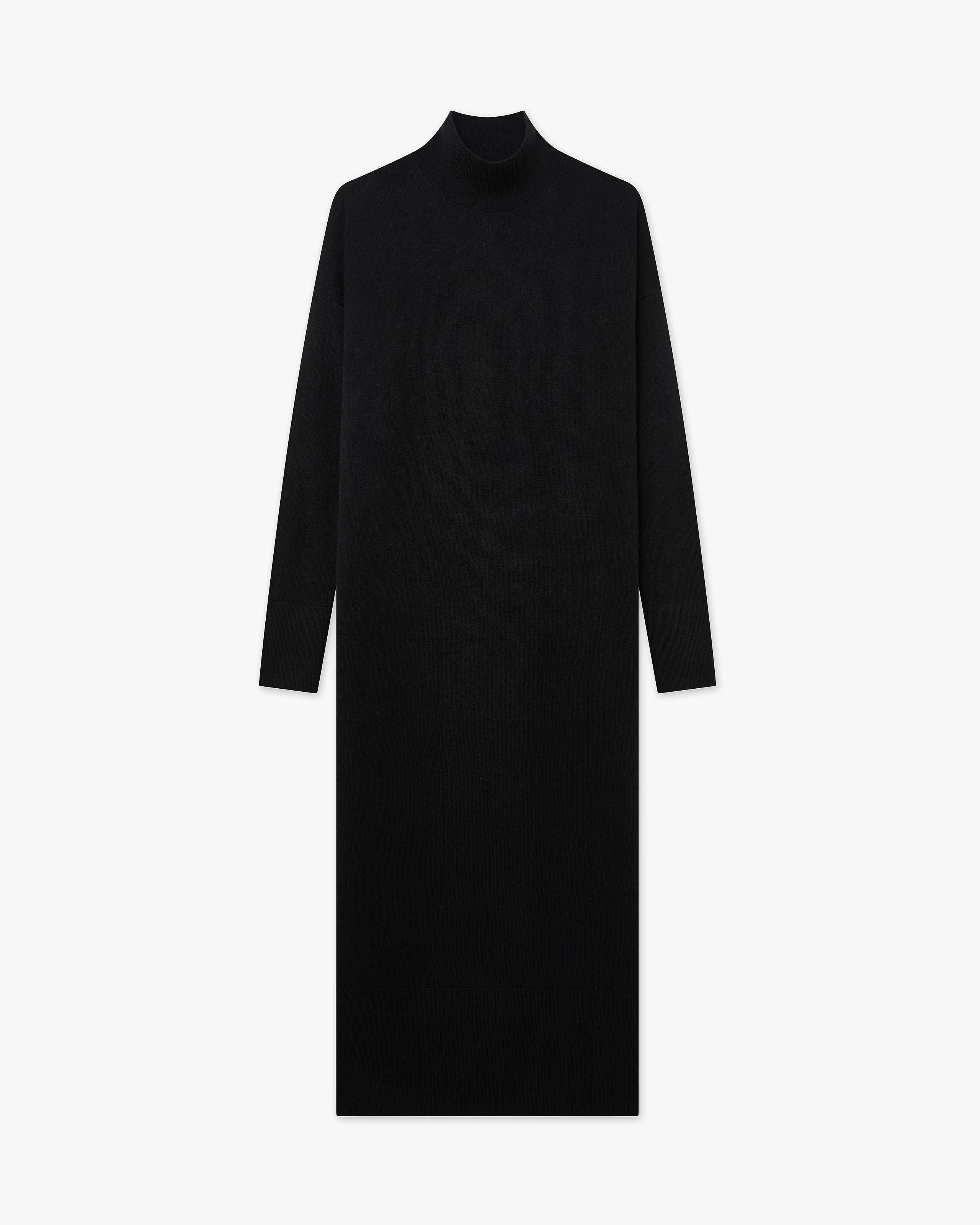 Liv Mock Neck Dress - Black Cashmere