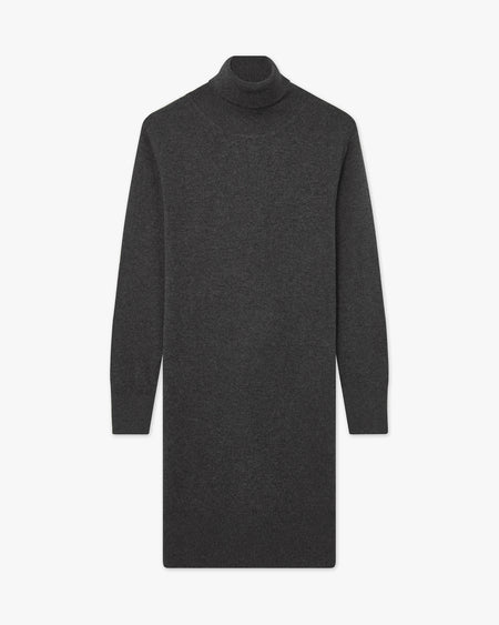 Florenz Turtleneck Dress - Charcoal Cashmere