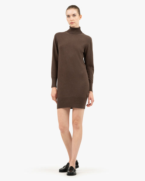 Florenz Turtleneck Dress - Brown Cashmere