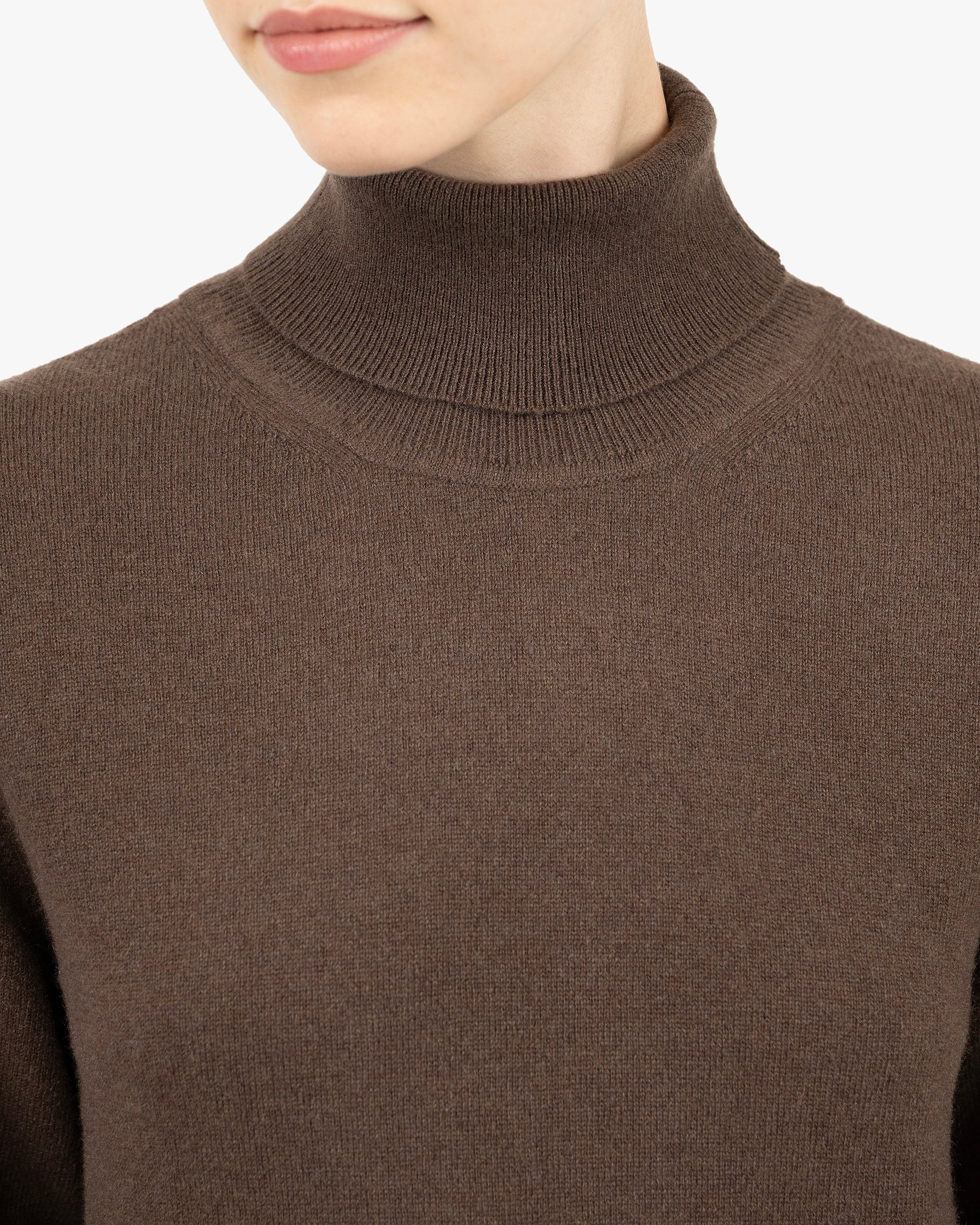 Florenz Turtleneck Dress - Brown Cashmere