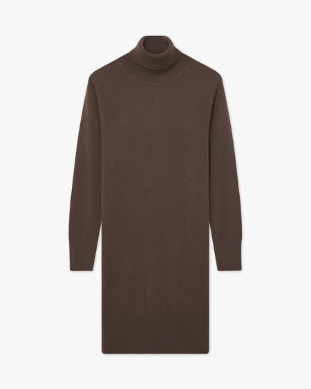 Florenz Turtleneck Dress - Brown Cashmere