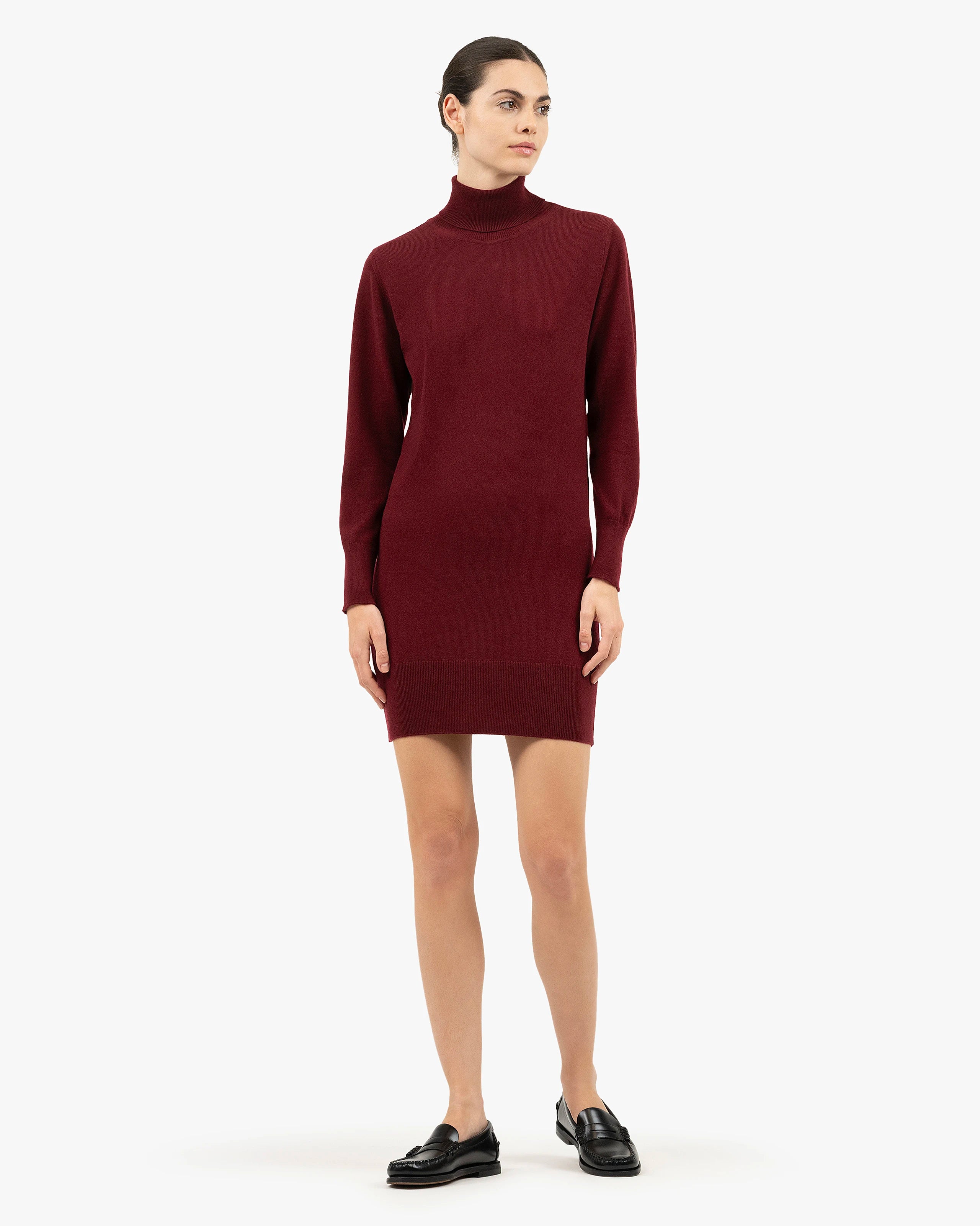 Florenz Turtleneck Dress - Bordeaux Cashmere