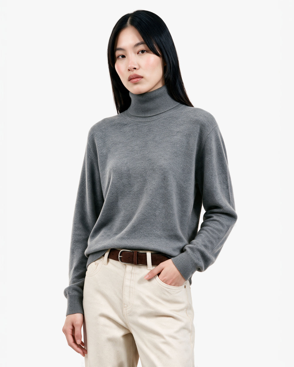 Women's Classic Prestige Roll Neck · Mid Grey