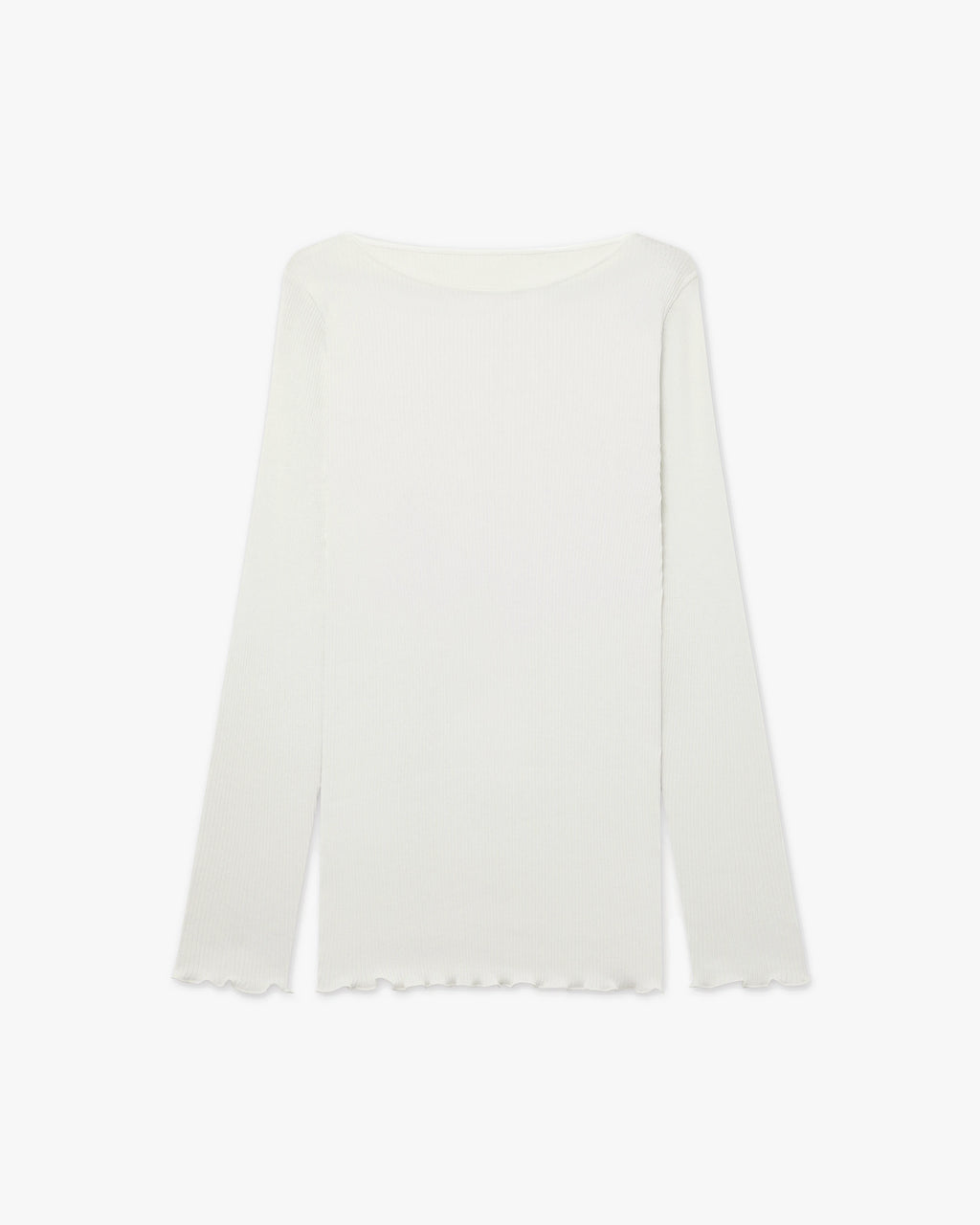 Crew Neck Pleated Top - White Cotone / Seta