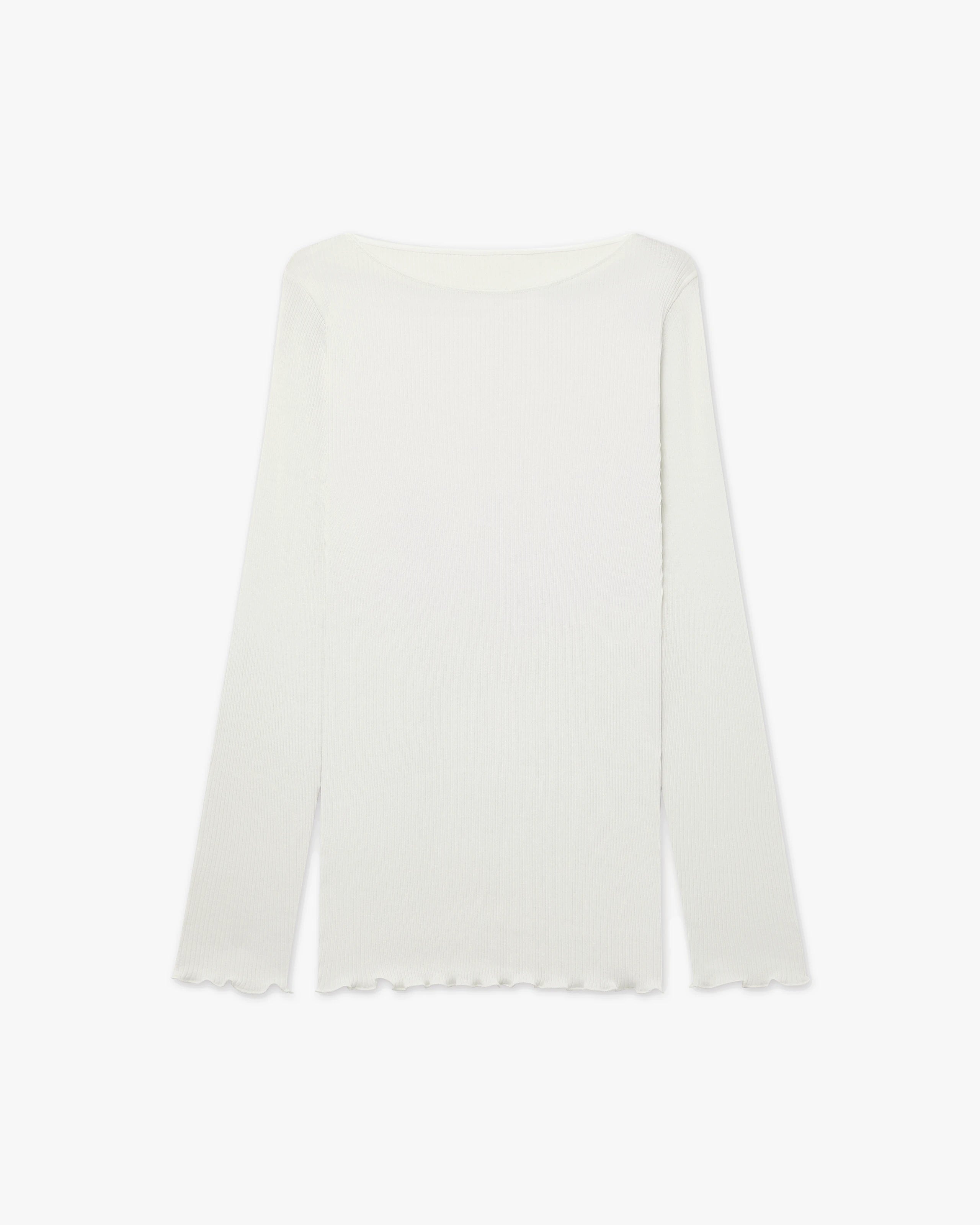 Crew Neck Pleated Top - White Cotone / Seta