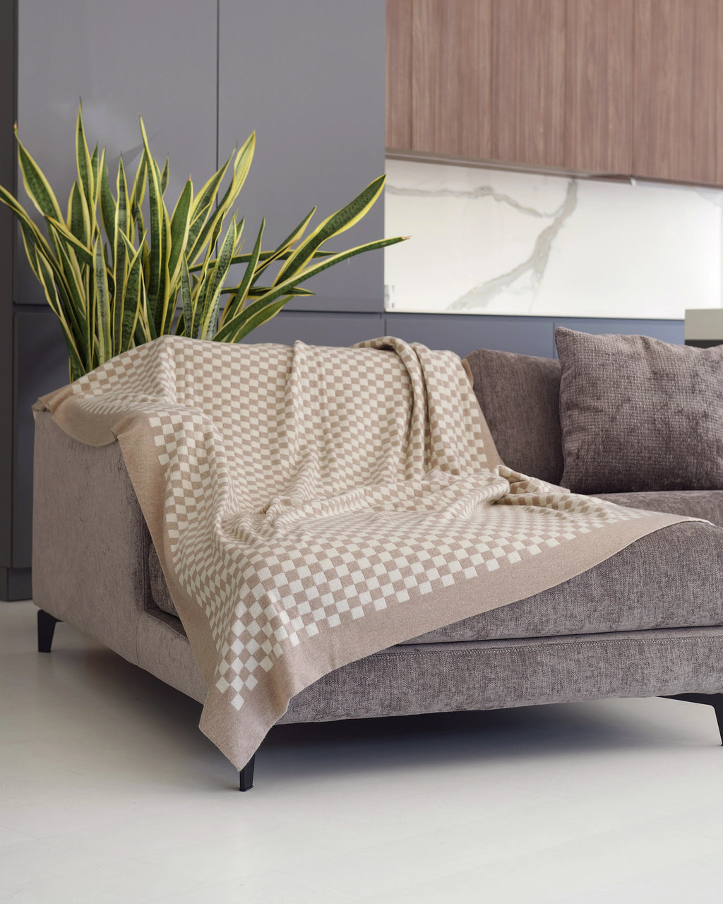 Damier Blanket - Beige Cashmere