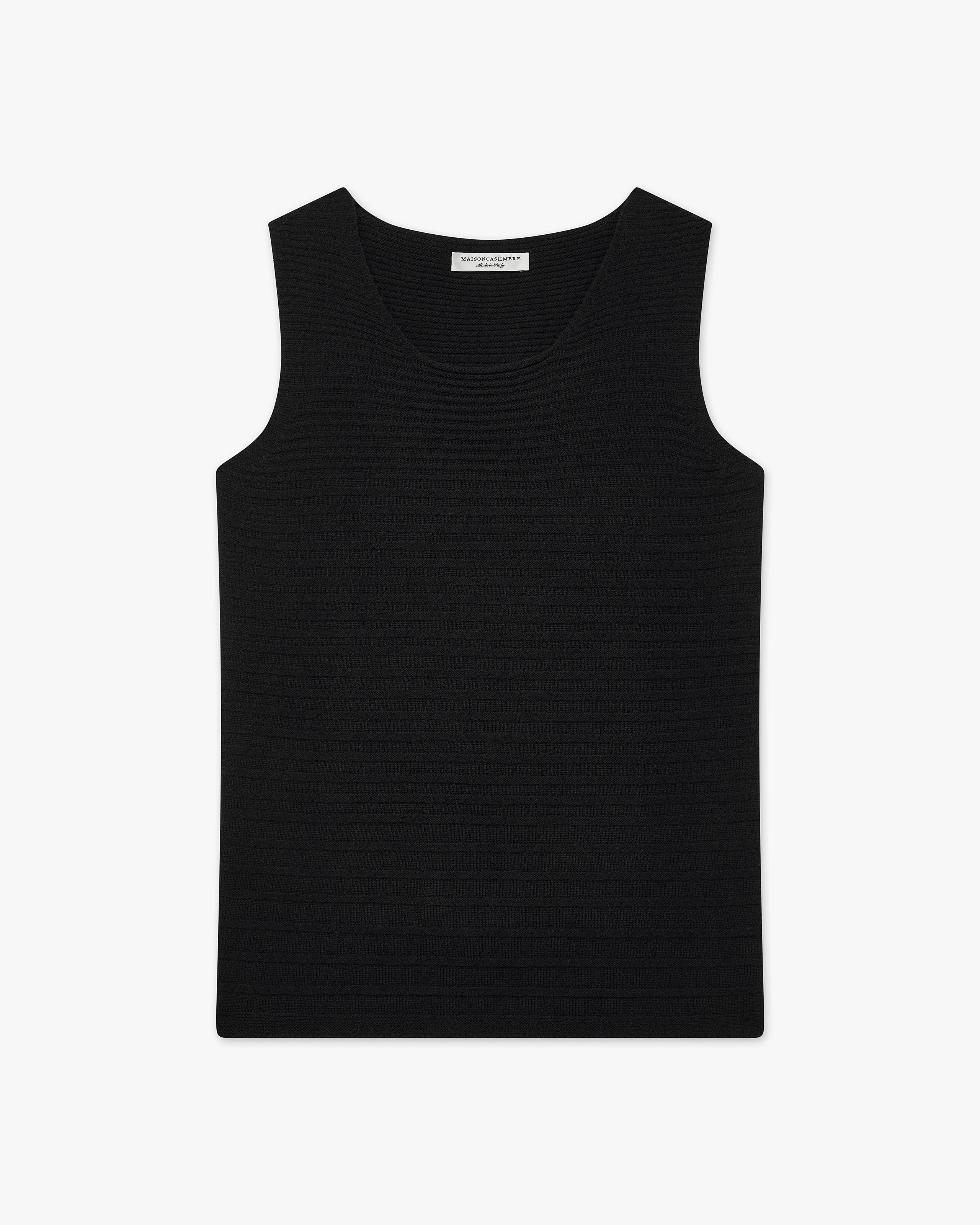 Degradé Ribbed Top - Black Cashmere