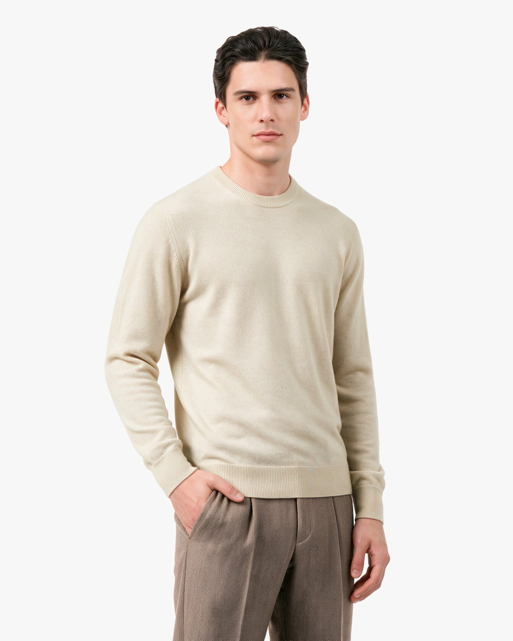 Pull Col Rond Classic Prestige Homme · Beige