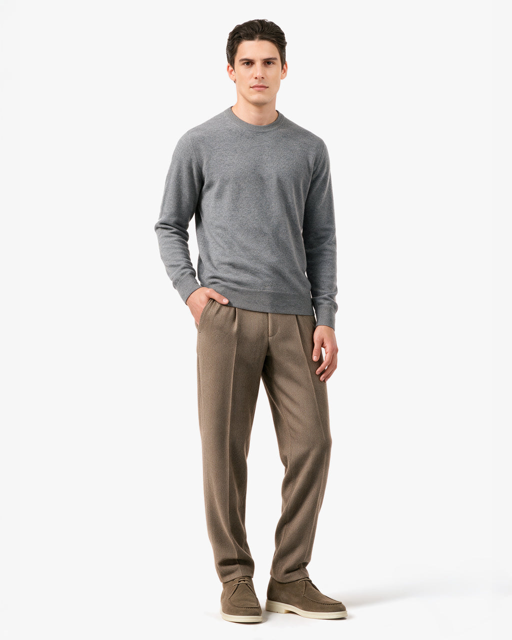 Pull Col Rond Classic Prestige Homme · Gris Moyen