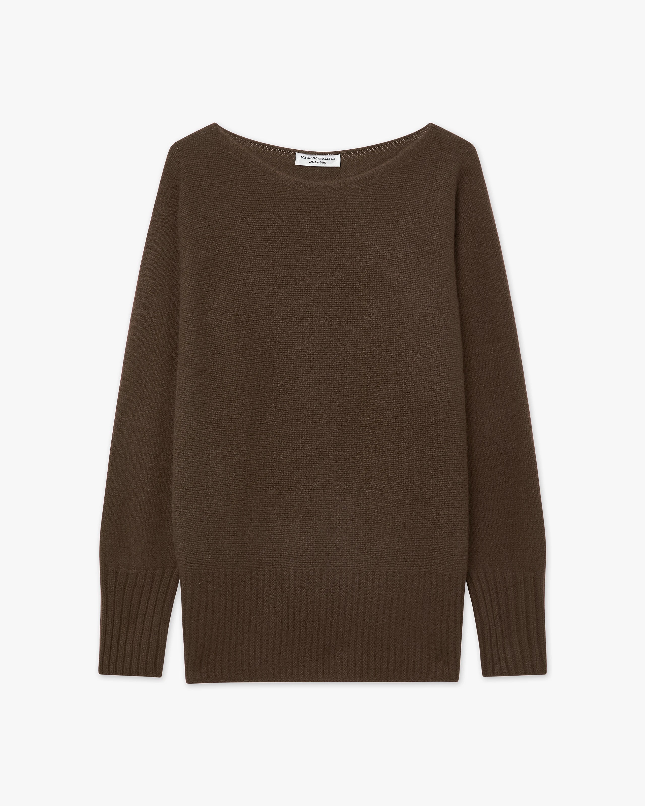 Dolomiti Maxi Boat Neck Sweater - Brown Cashmere