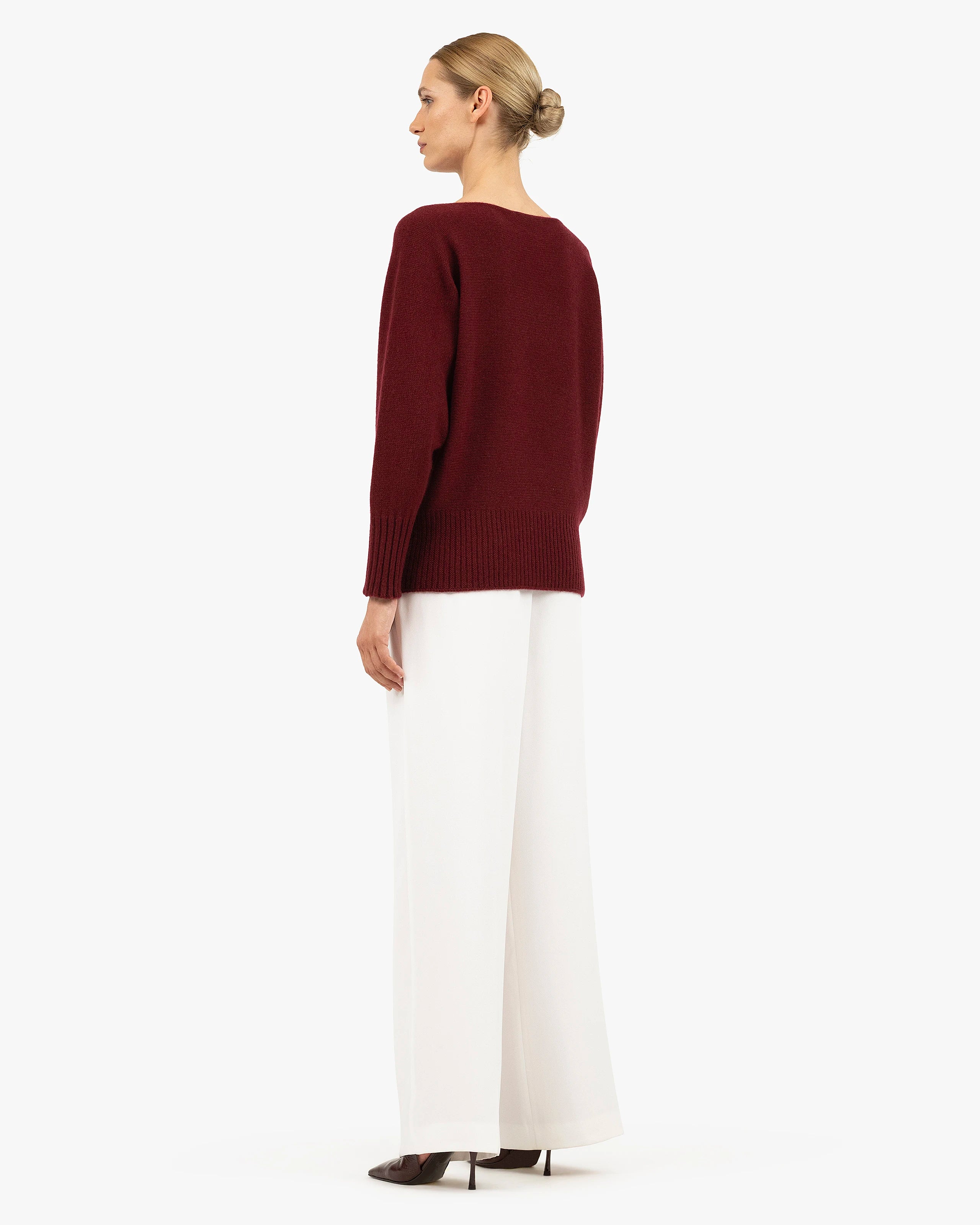 Dolomiti Maxi Boat Neck Sweater - Bordeaux Cashmere