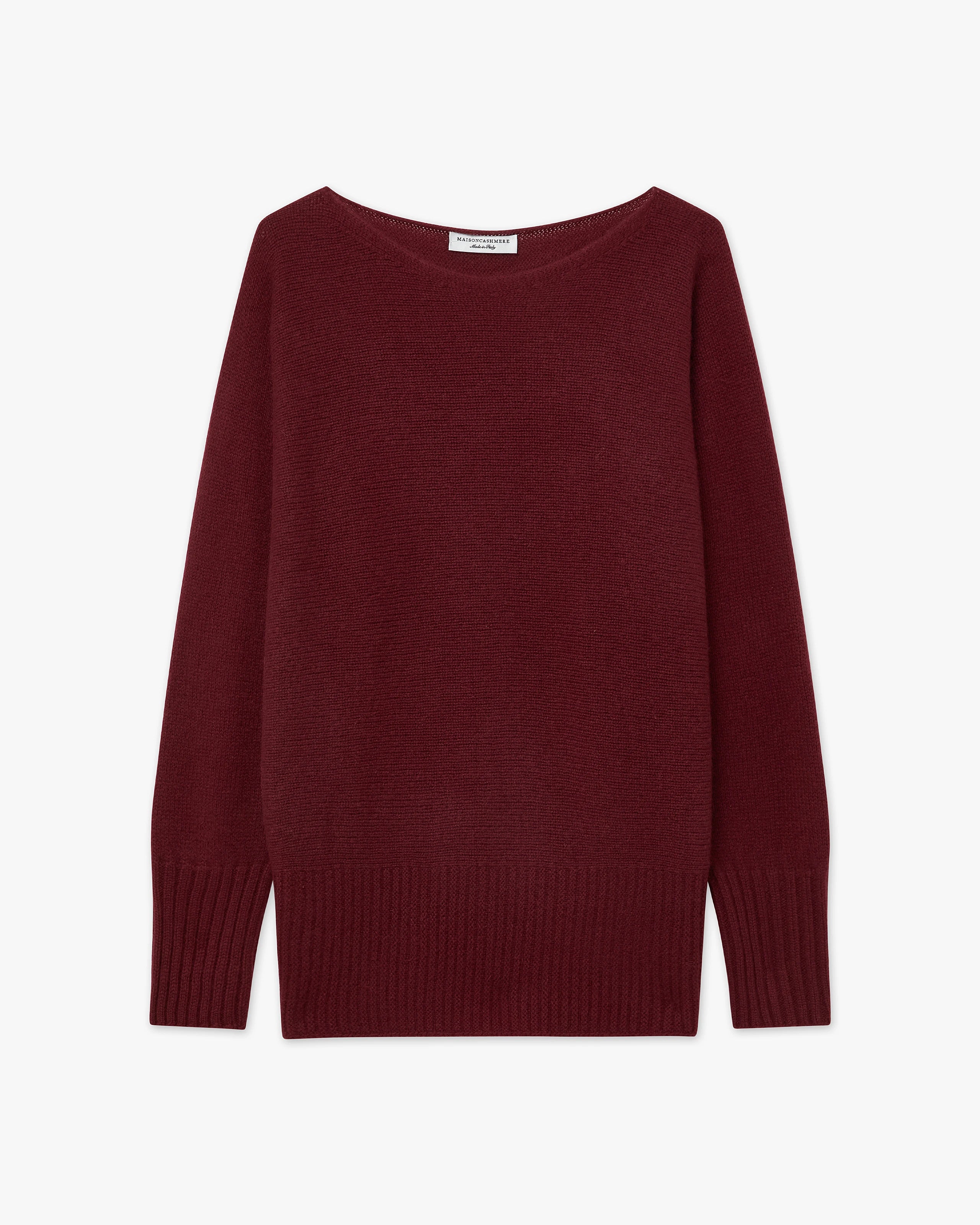 Dolomiti Maxi Boat Neck Sweater - Bordeaux Cashmere