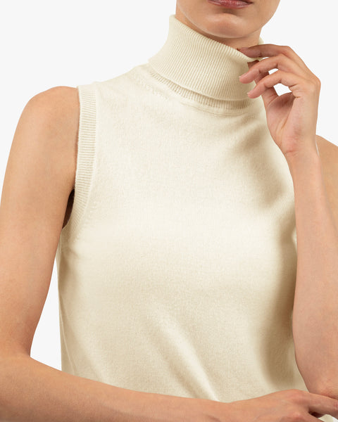 Essential Turtleneck Top - White Cashmere