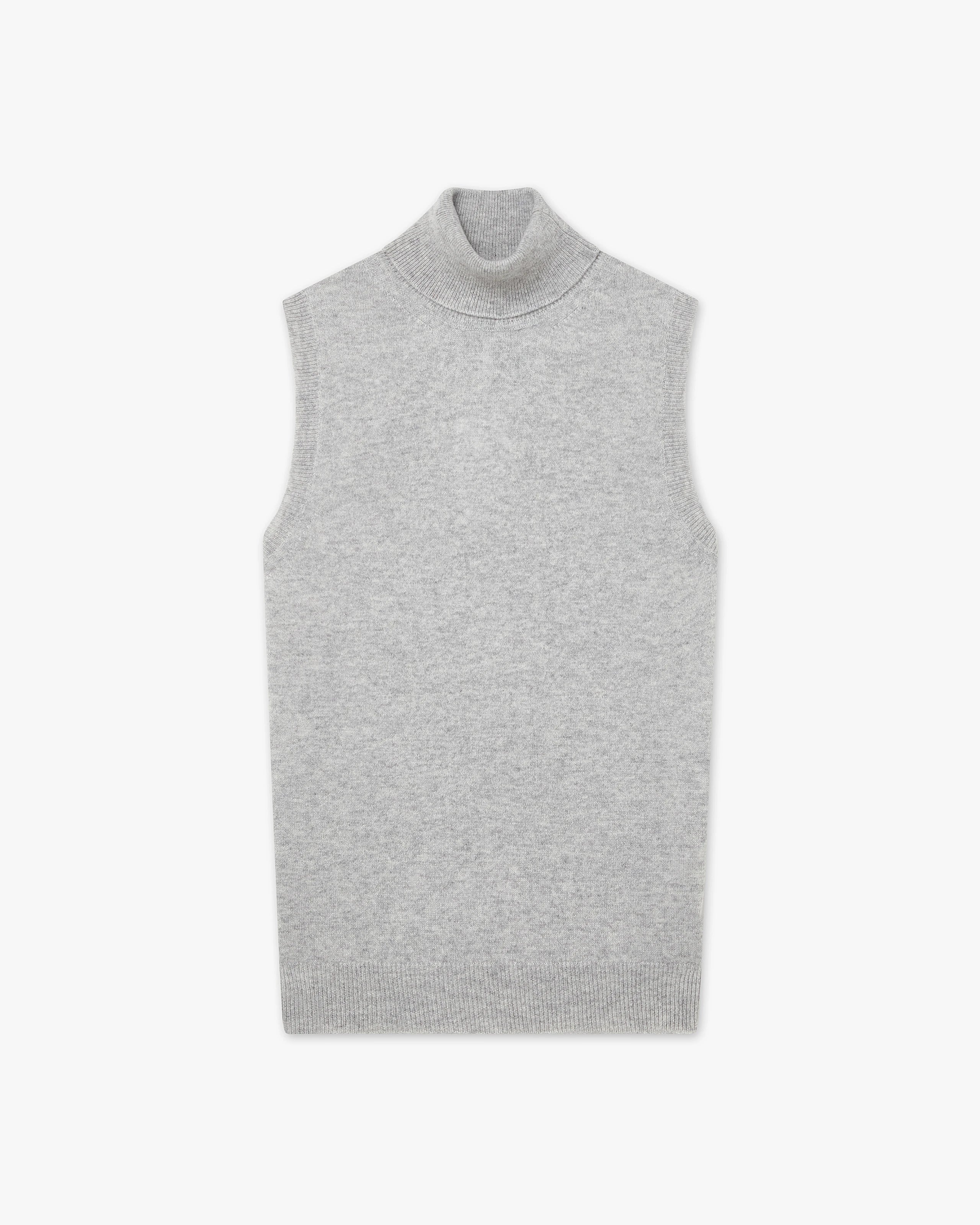 Essential Turtleneck Top - Light Grey Cashmere